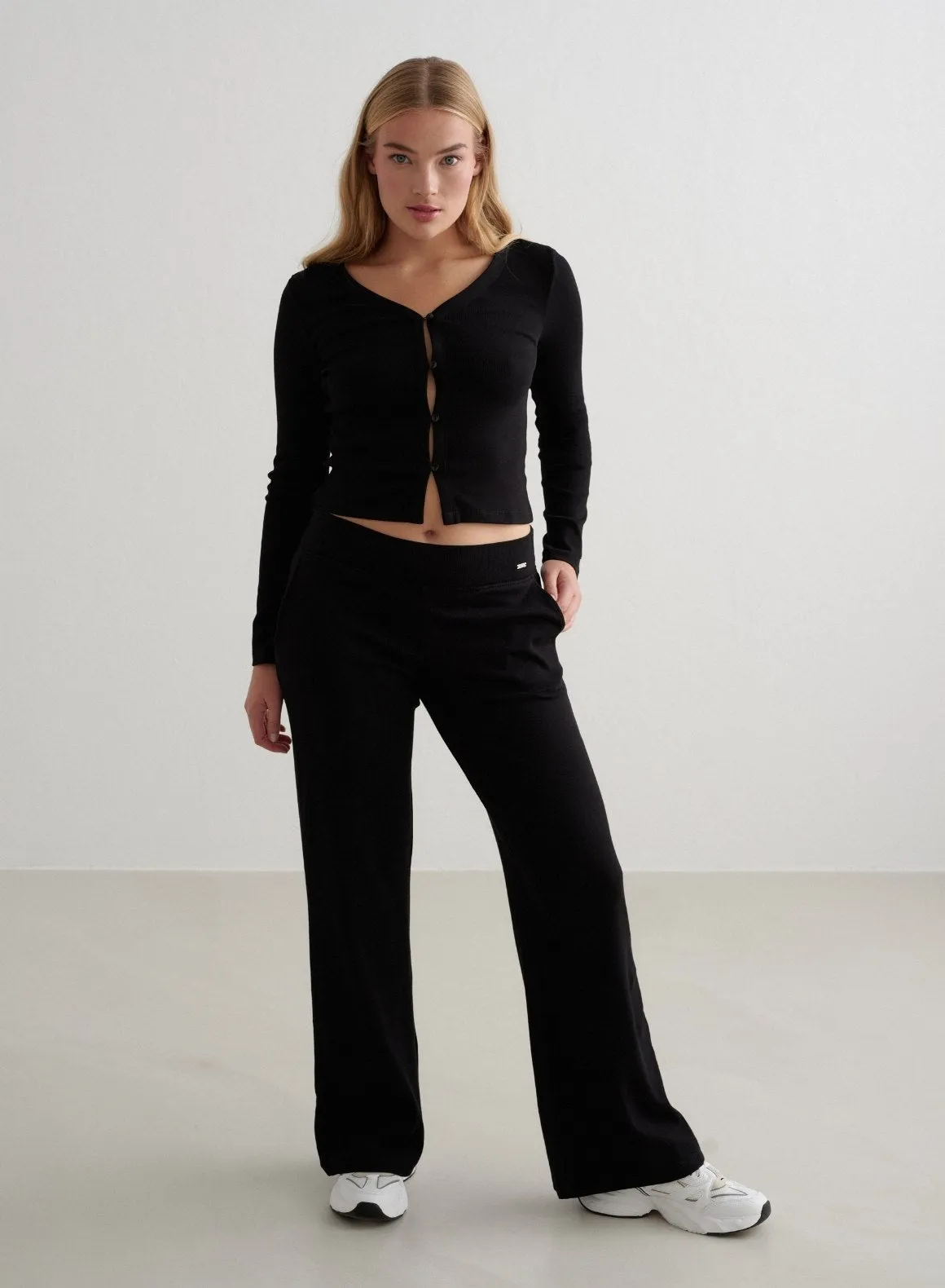 Black Ease Ribbed Cardigan