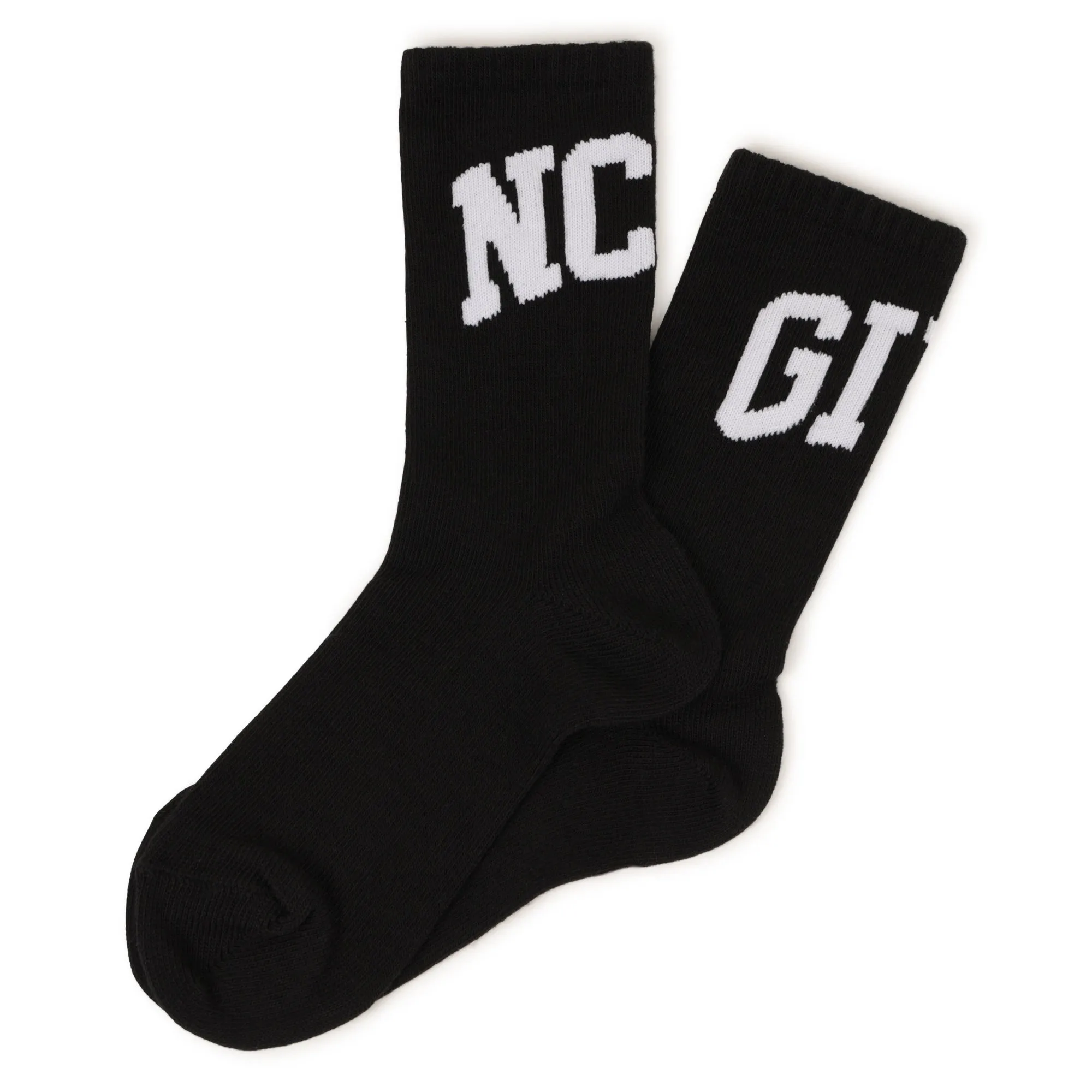 Black Intarasia Knit-Logo Socks