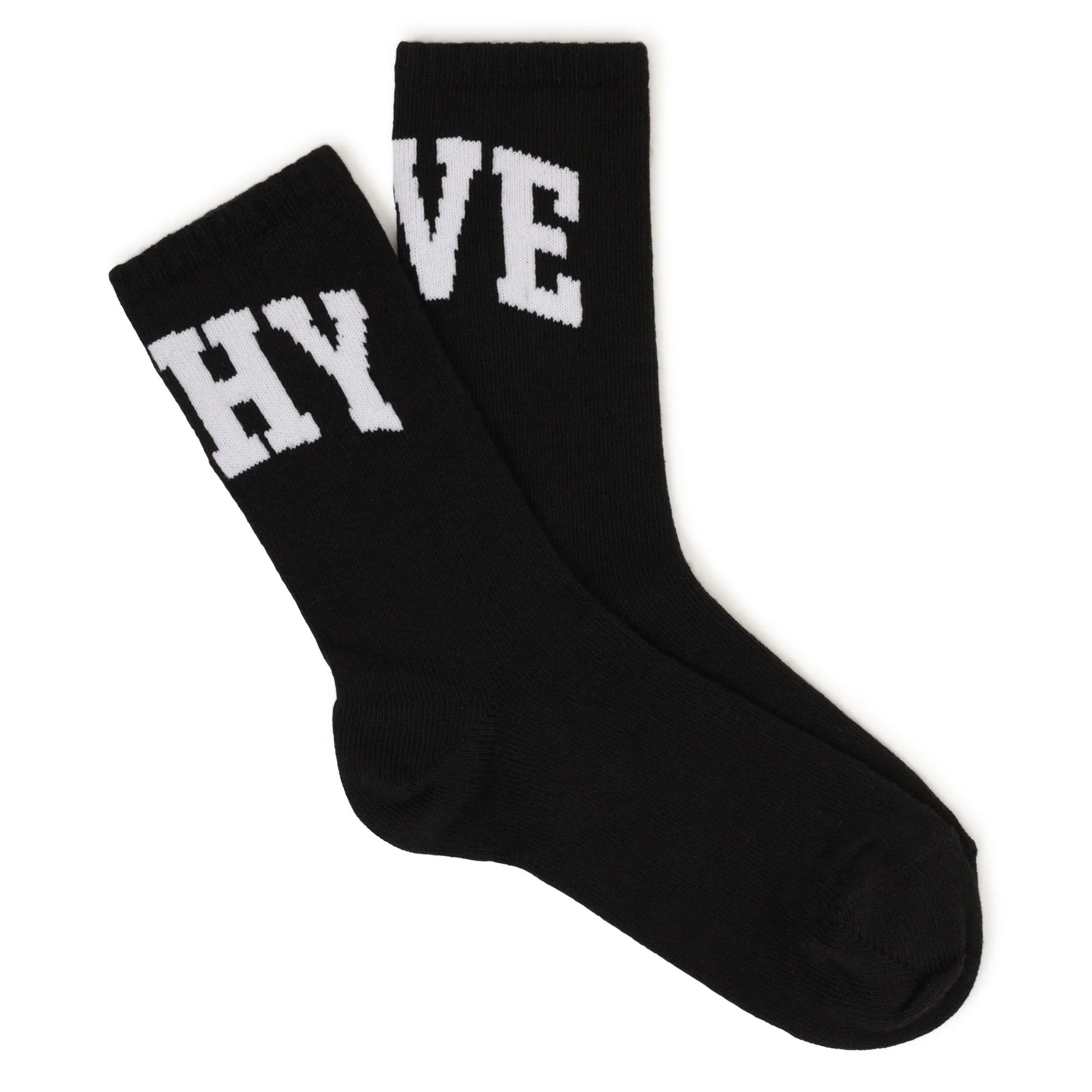 Black Intarasia Knit-Logo Socks