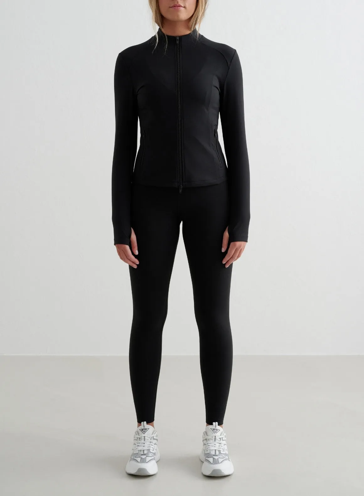Black Sense Tights & Zip Jacket Set