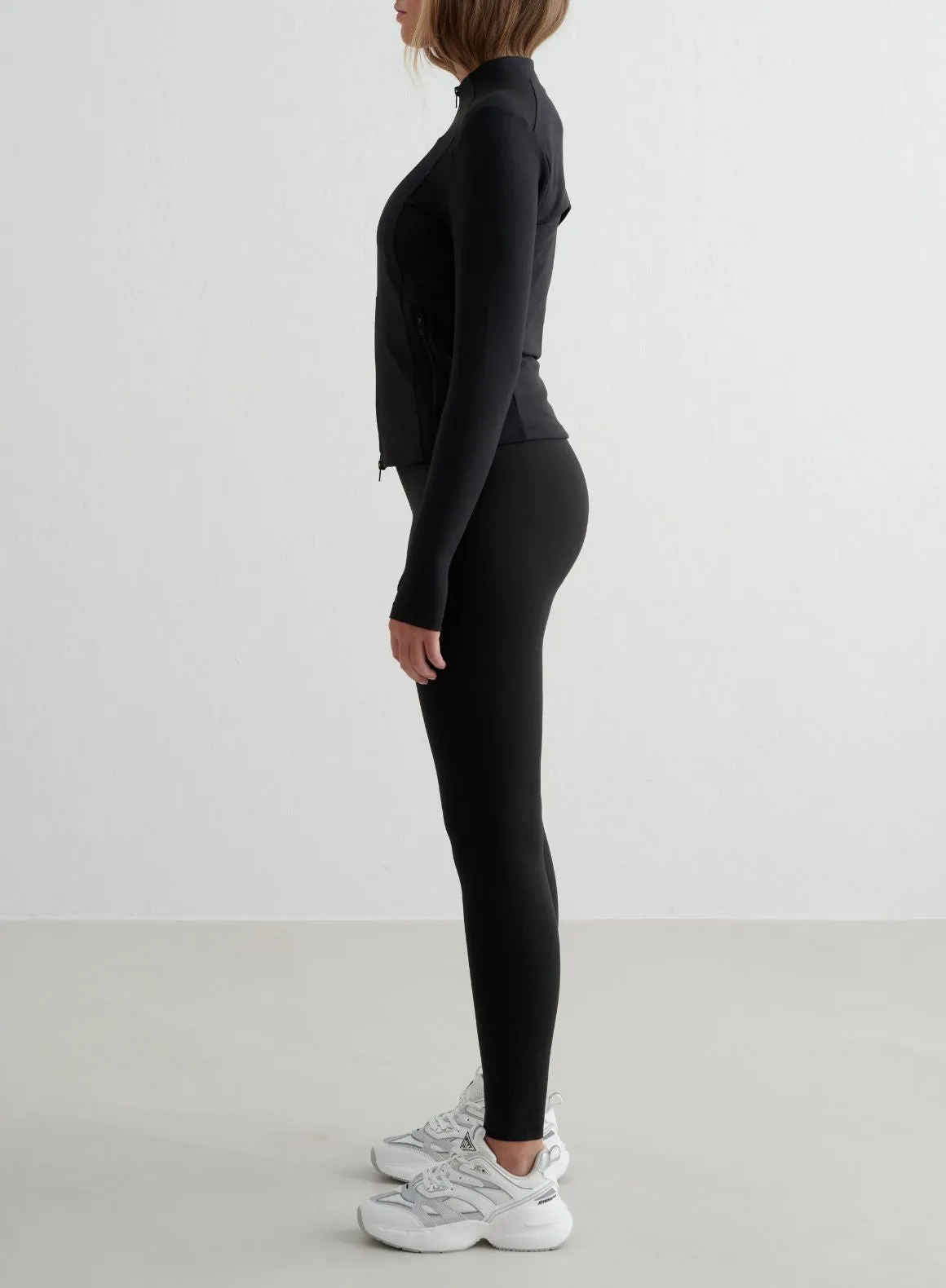 Black Sense Tights & Zip Jacket Set
