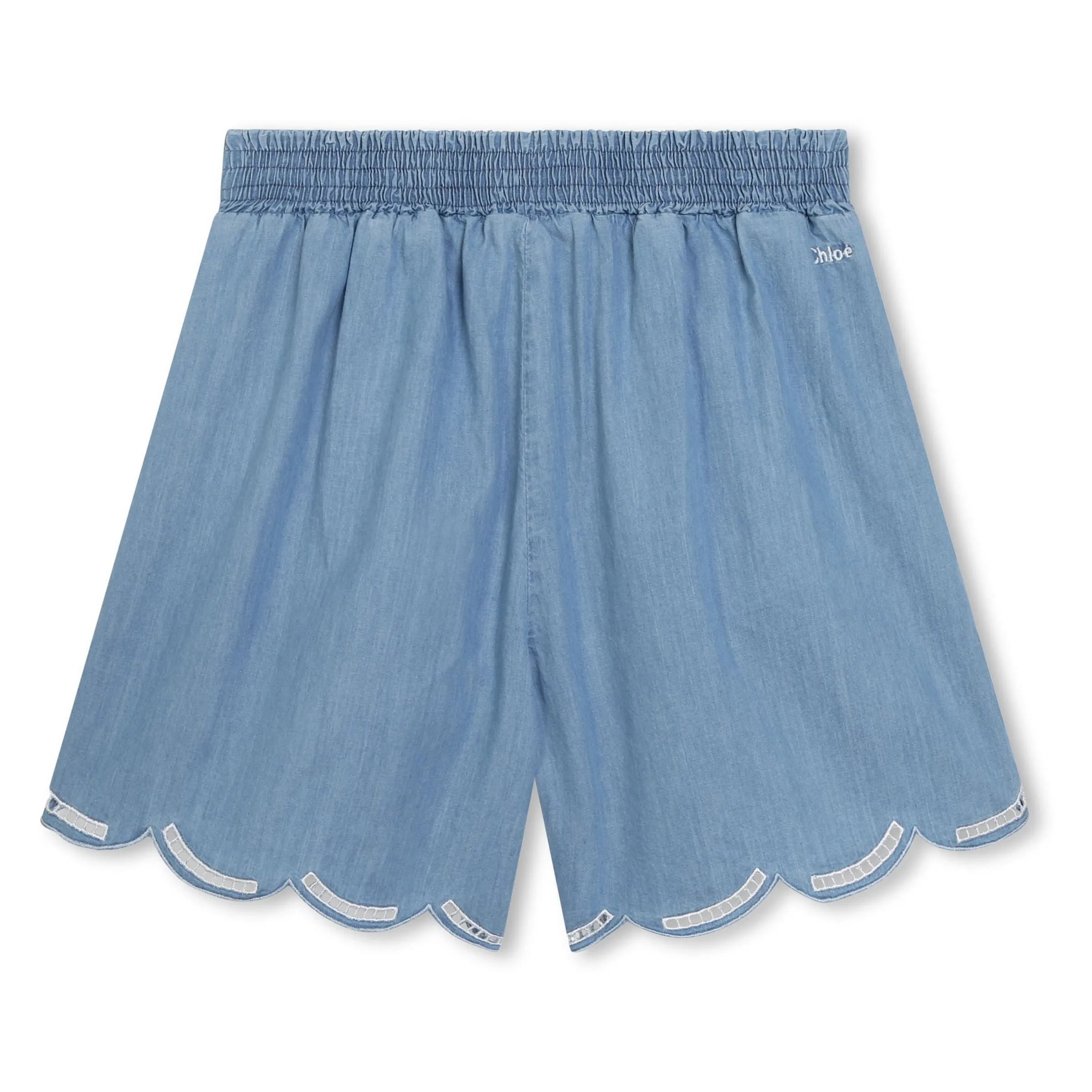 Blue Denim Tie Cotton Shorts