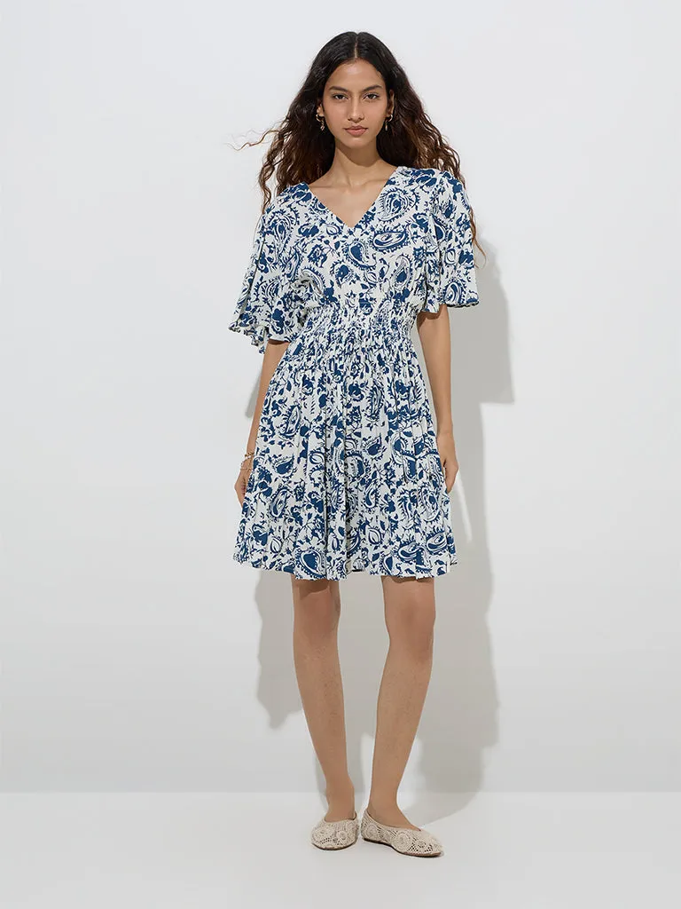 Bombay Paisley Indigo Paisley Design A-Line Dress