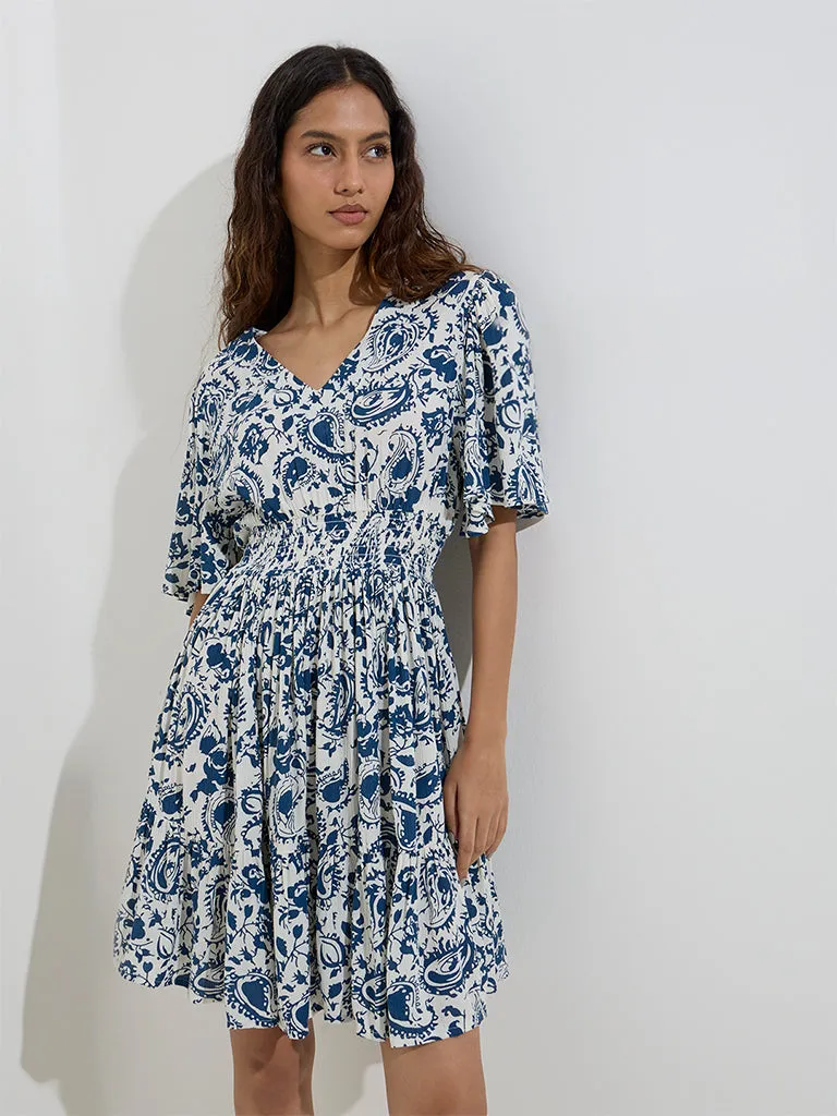 Bombay Paisley Indigo Paisley Design A-Line Dress