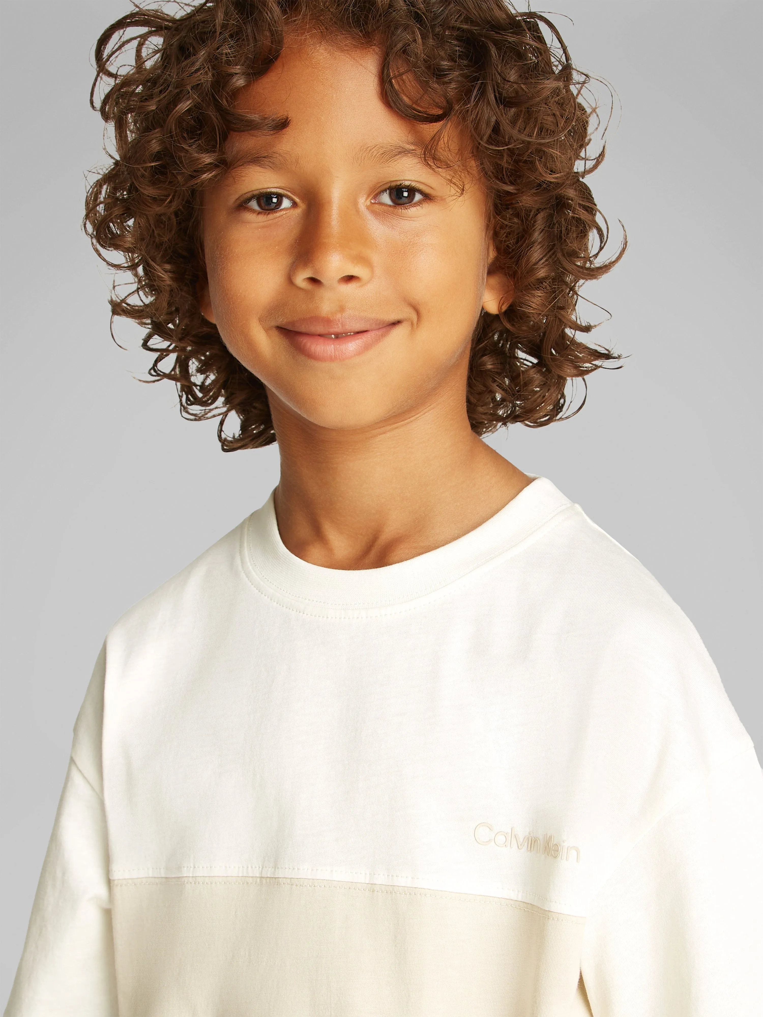 Boys Colourblock T-Shirt in Beige