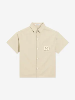 Boys Logo Shirt in Beige