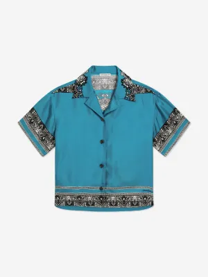 Boys Silk Bandana Print Shirt in Blue
