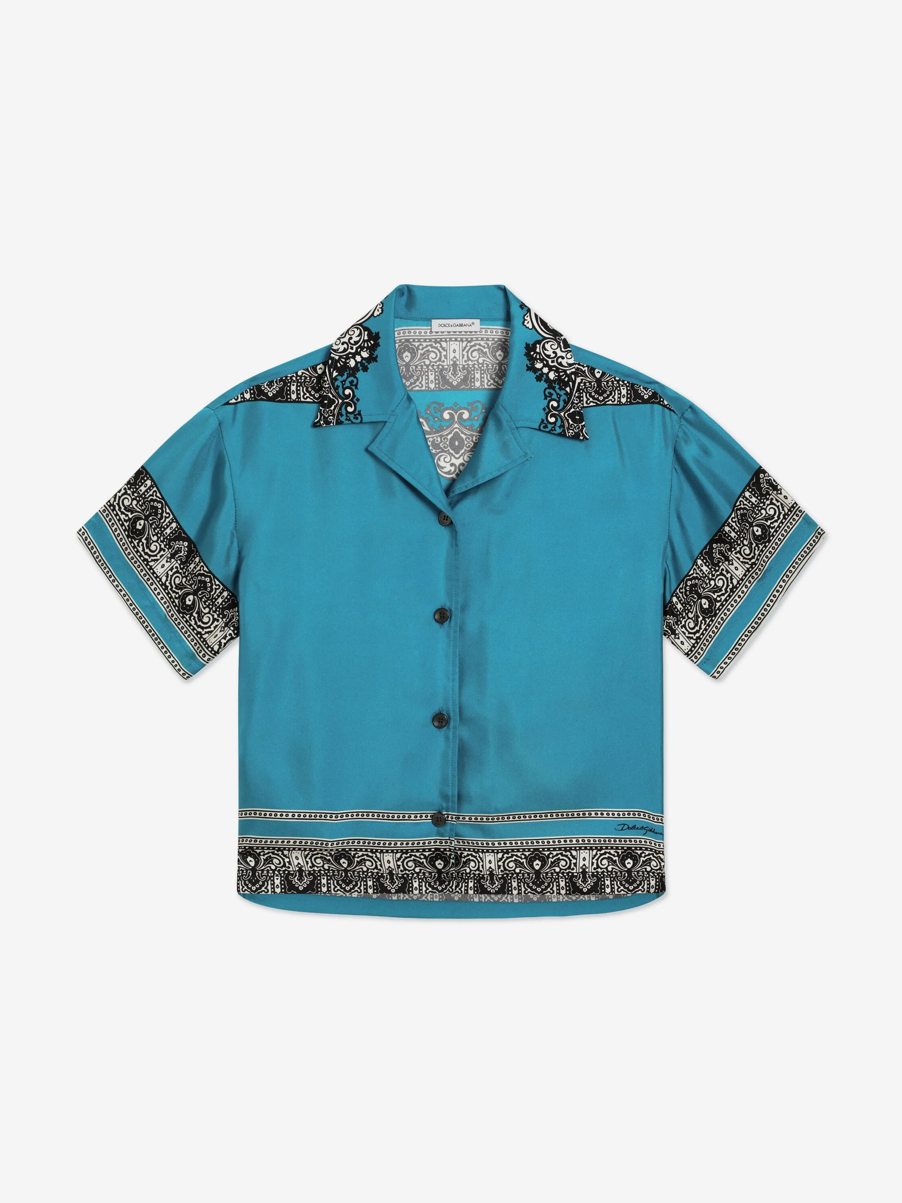 Boys Silk Bandana Print Shirt in Blue