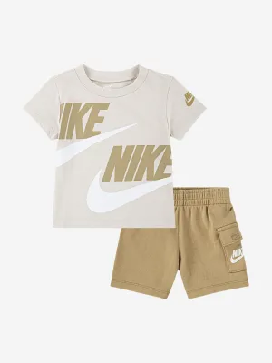 Boys T-Shirt and Cargo Shorts Set in Beige