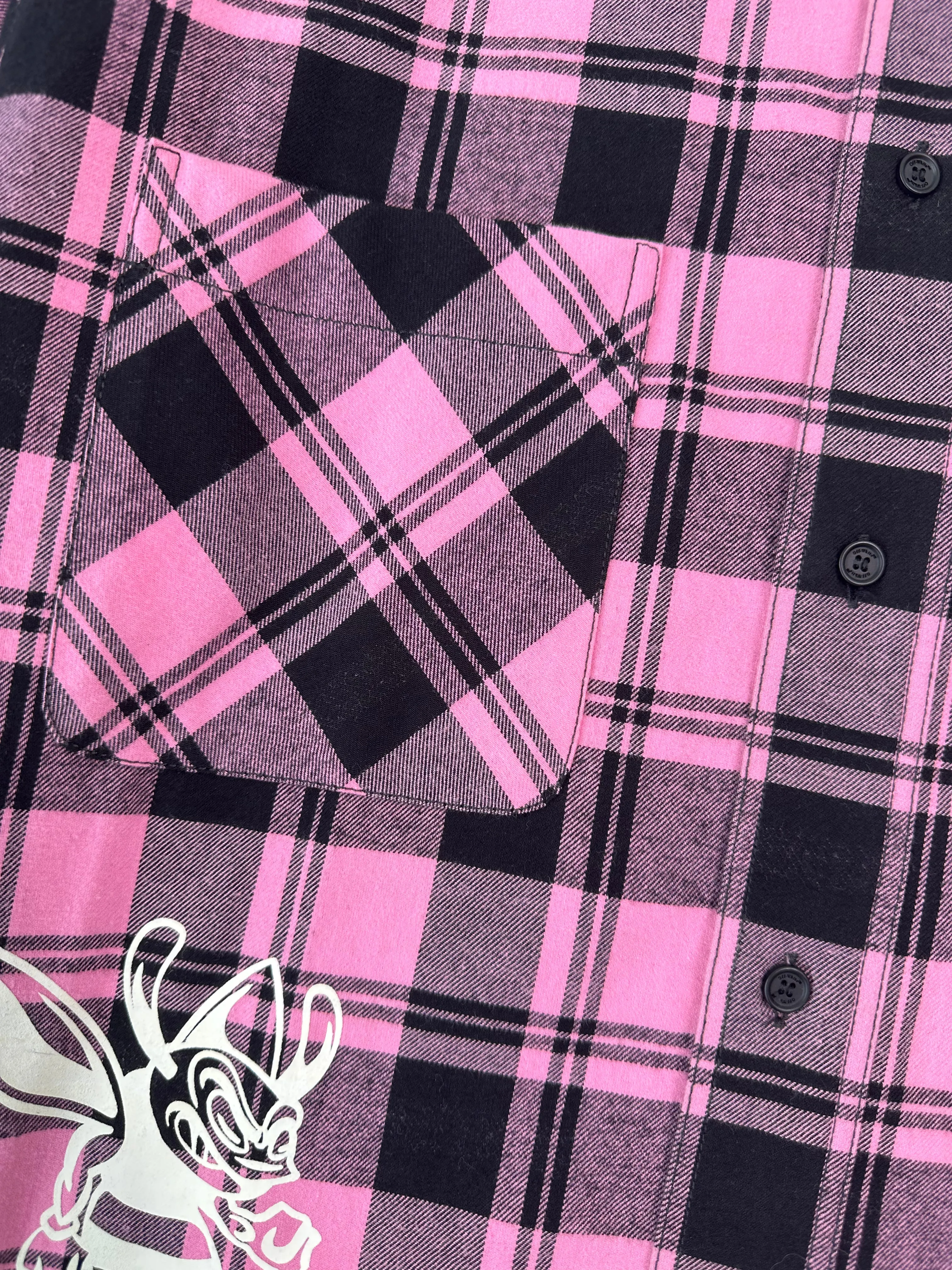 Camicia A Quadri Rosa Character Check Con Stampa