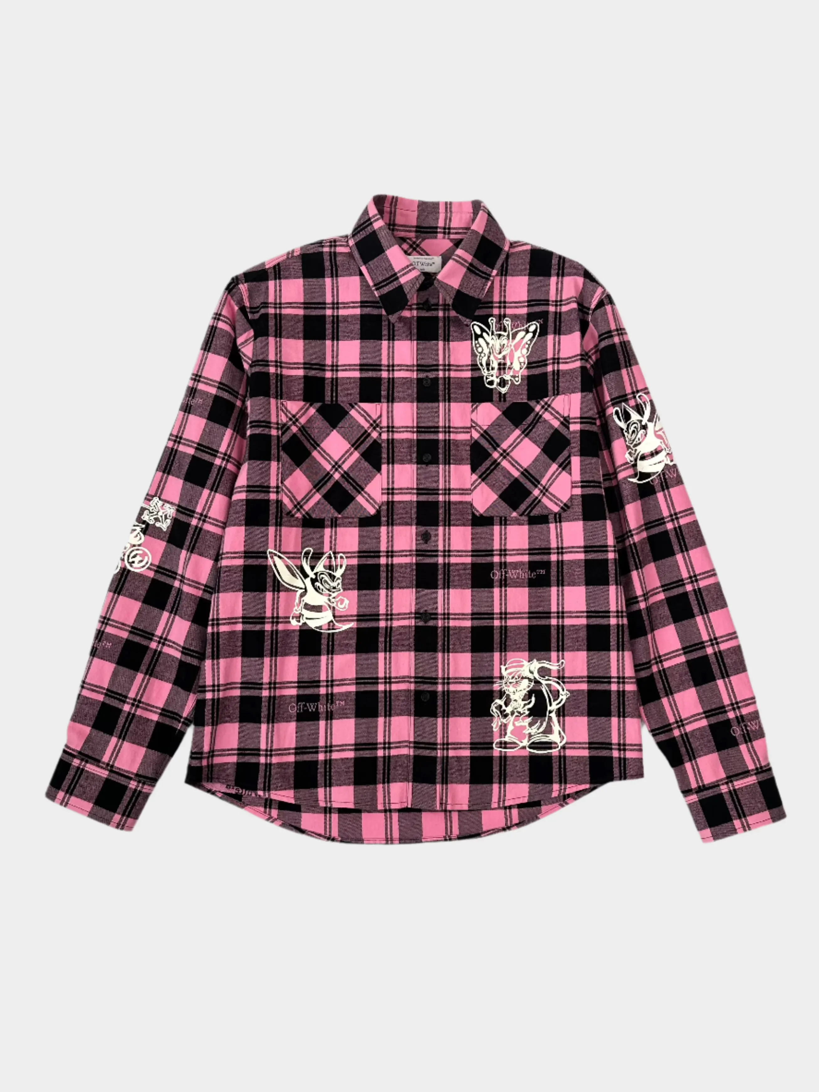 Camicia A Quadri Rosa Character Check Con Stampa
