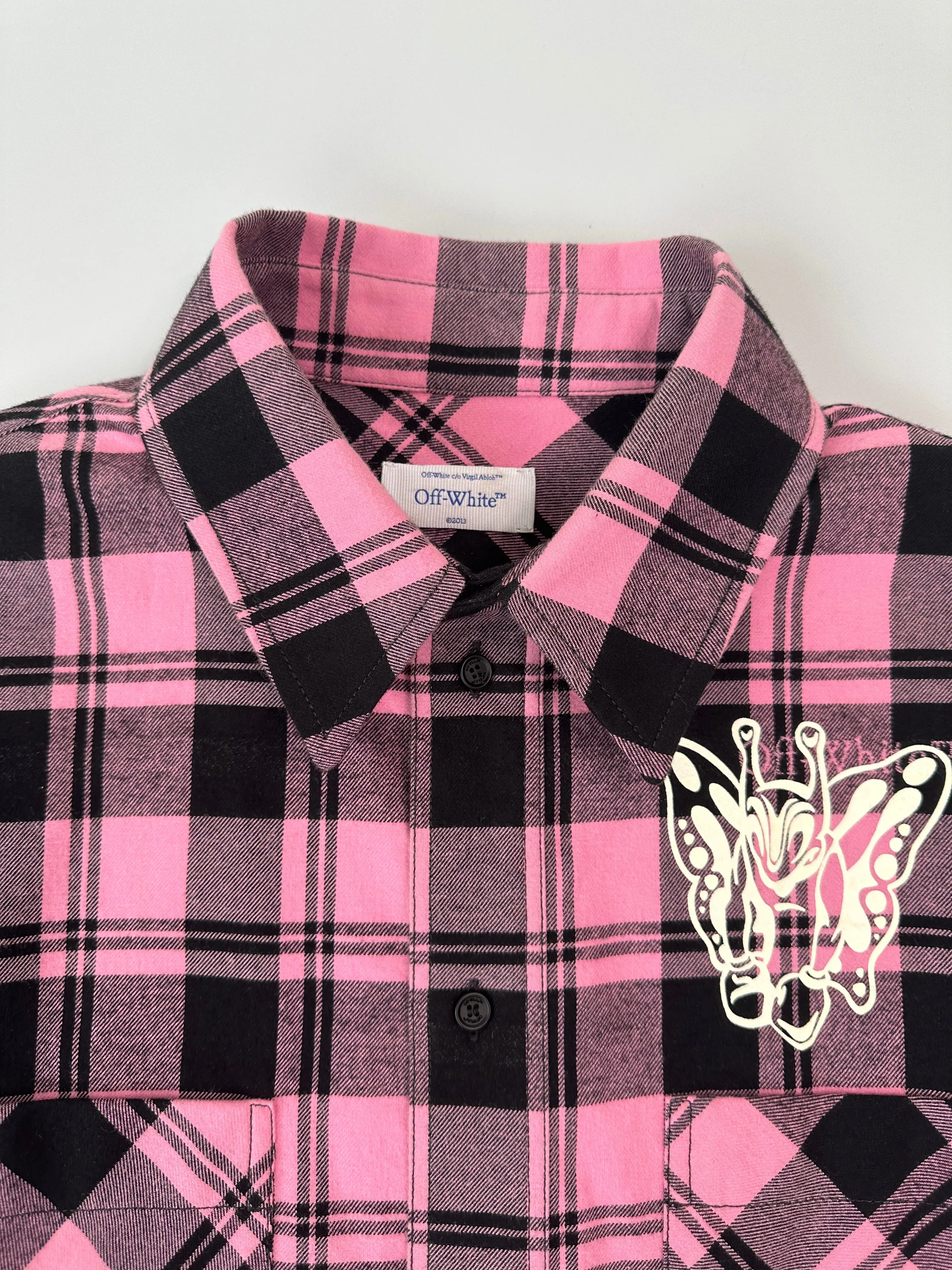 Camicia A Quadri Rosa Character Check Con Stampa