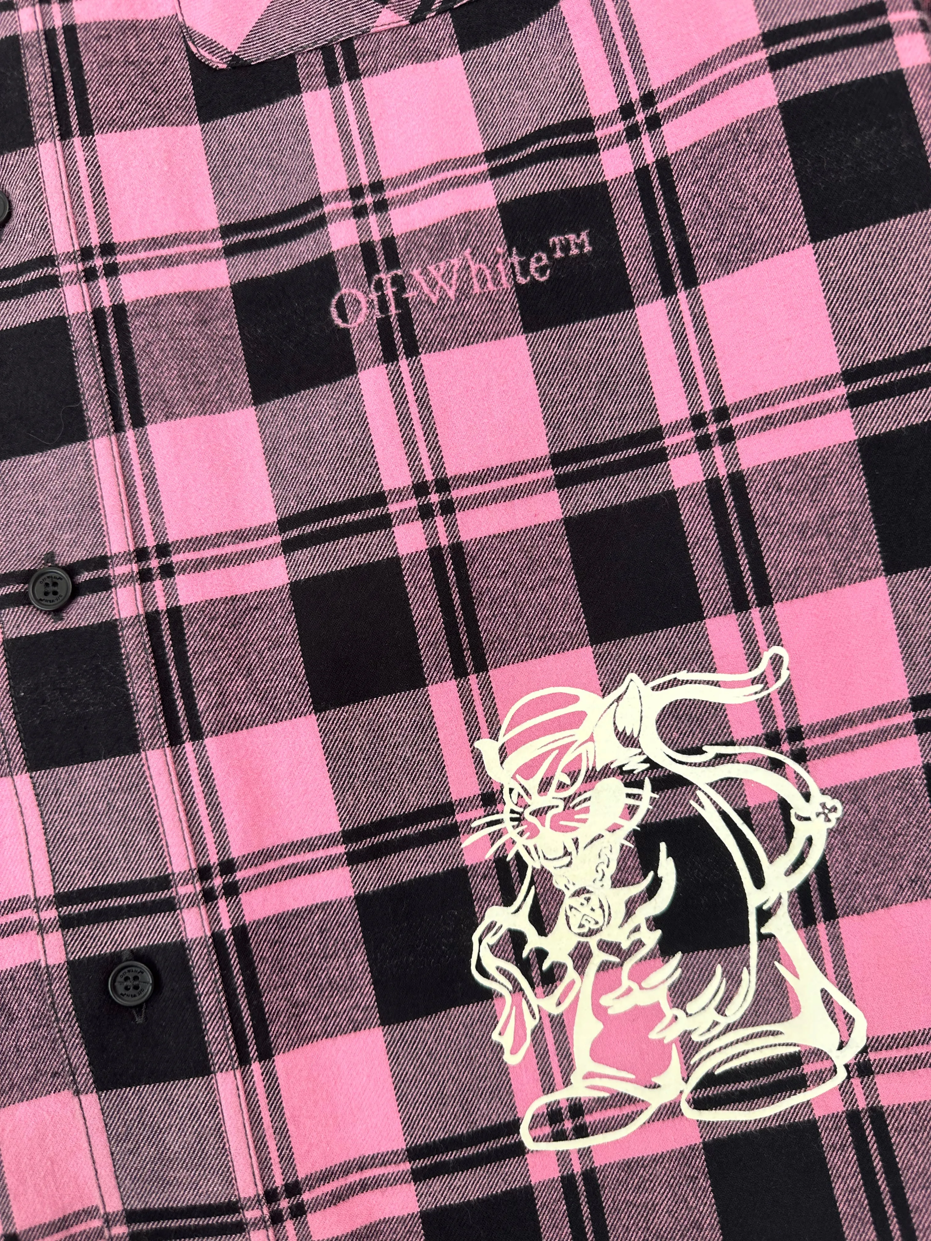 Camicia A Quadri Rosa Character Check Con Stampa