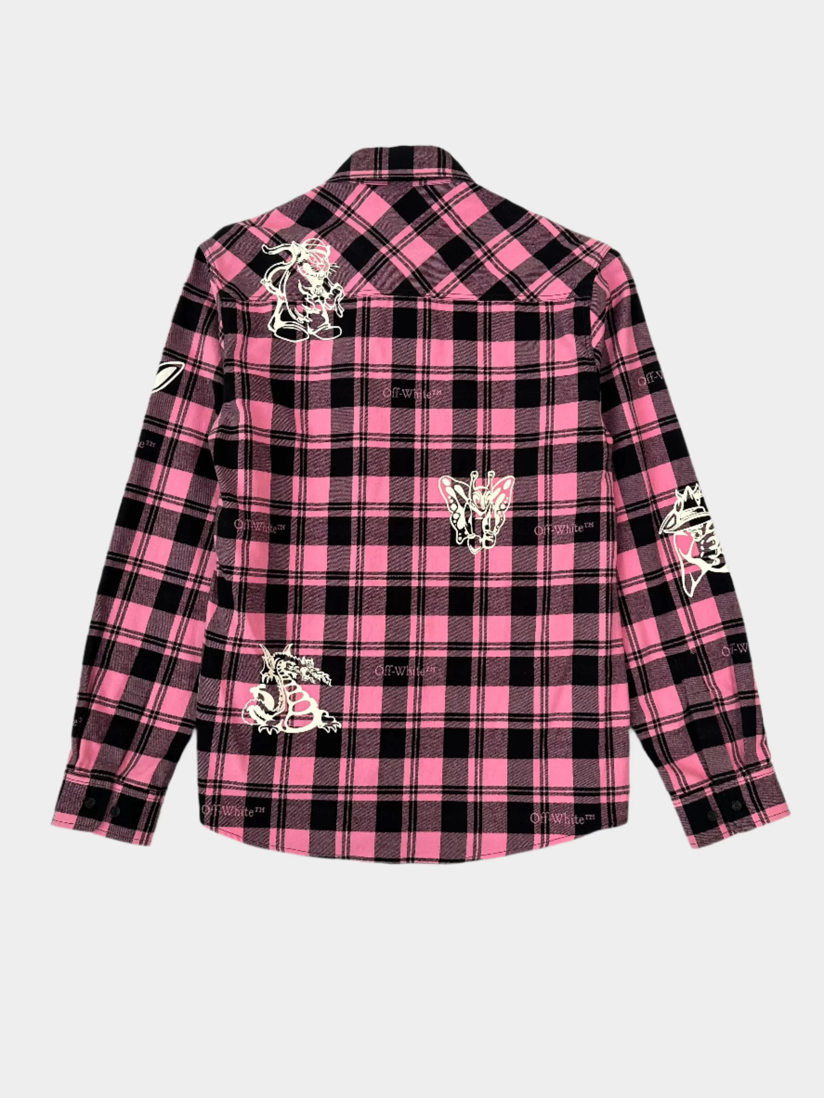Camicia A Quadri Rosa Character Check Con Stampa