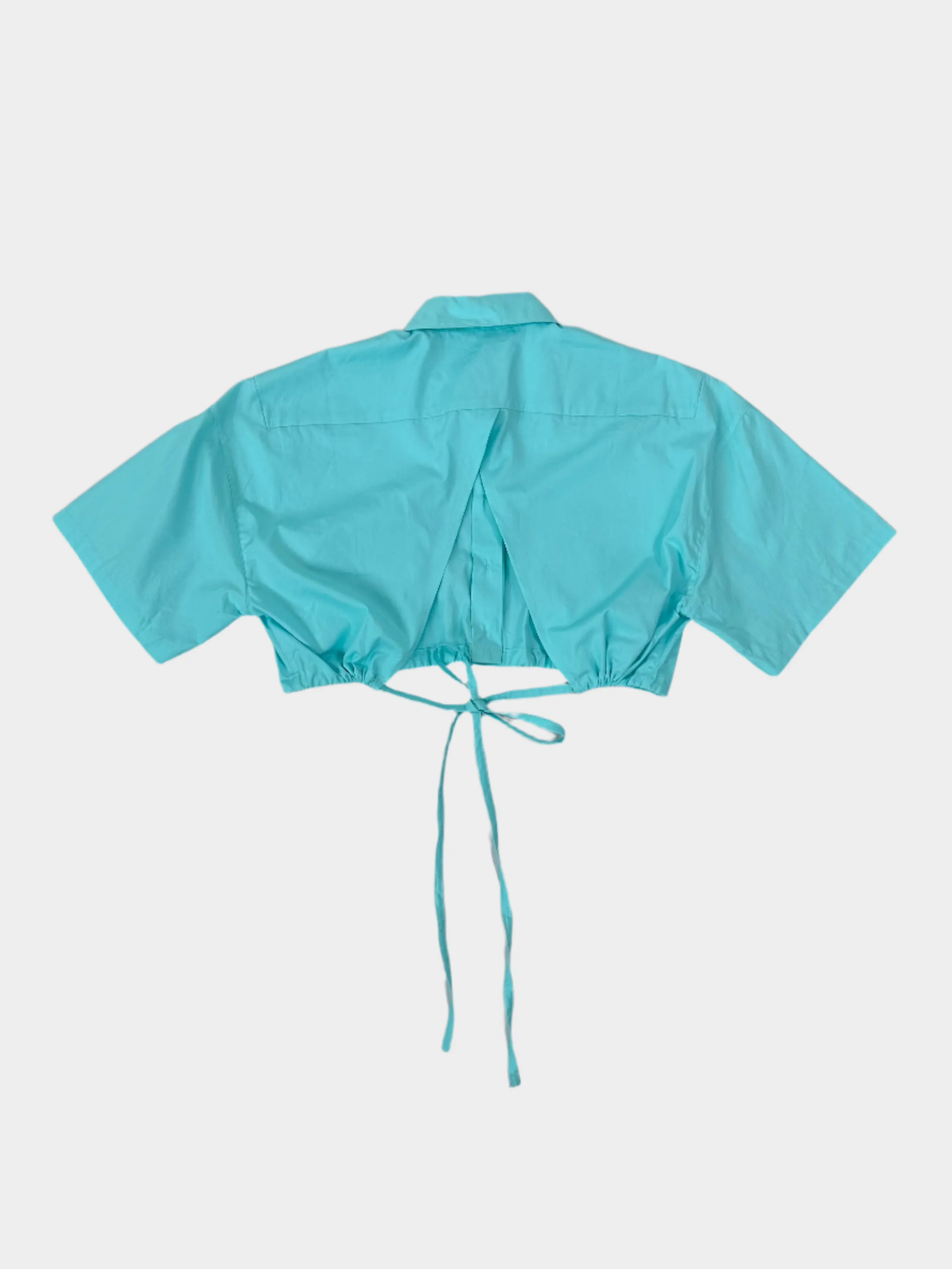 Camicia Acqua In Maglia Traforata A Maniche Corte