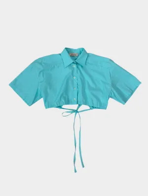 Camicia Acqua In Maglia Traforata A Maniche Corte