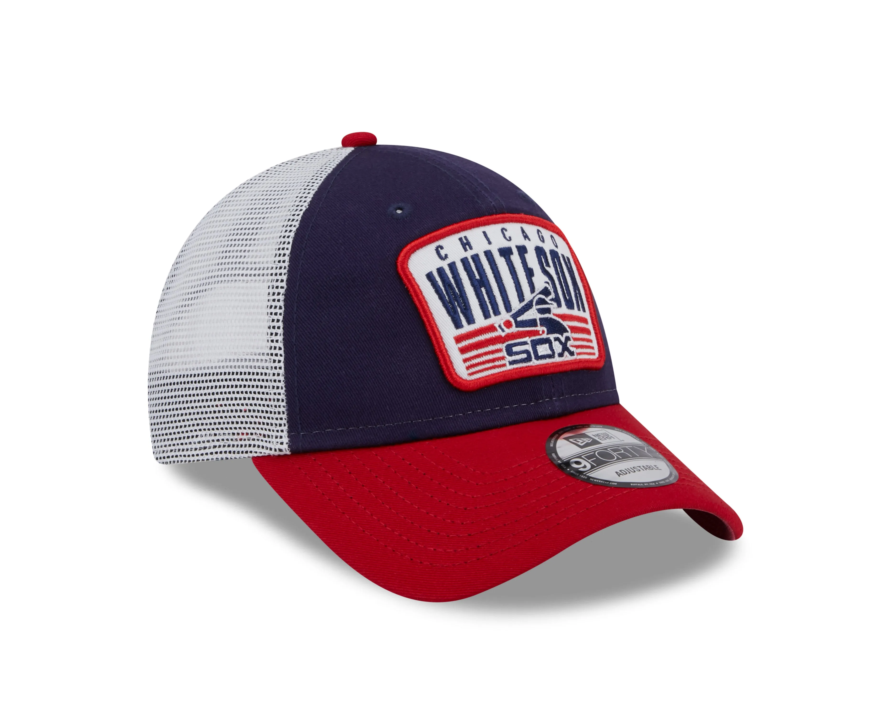 Chicago White Sox New Era 2 Tone Navy/Red Patch Trucker 9FORTY Adjustable Hat