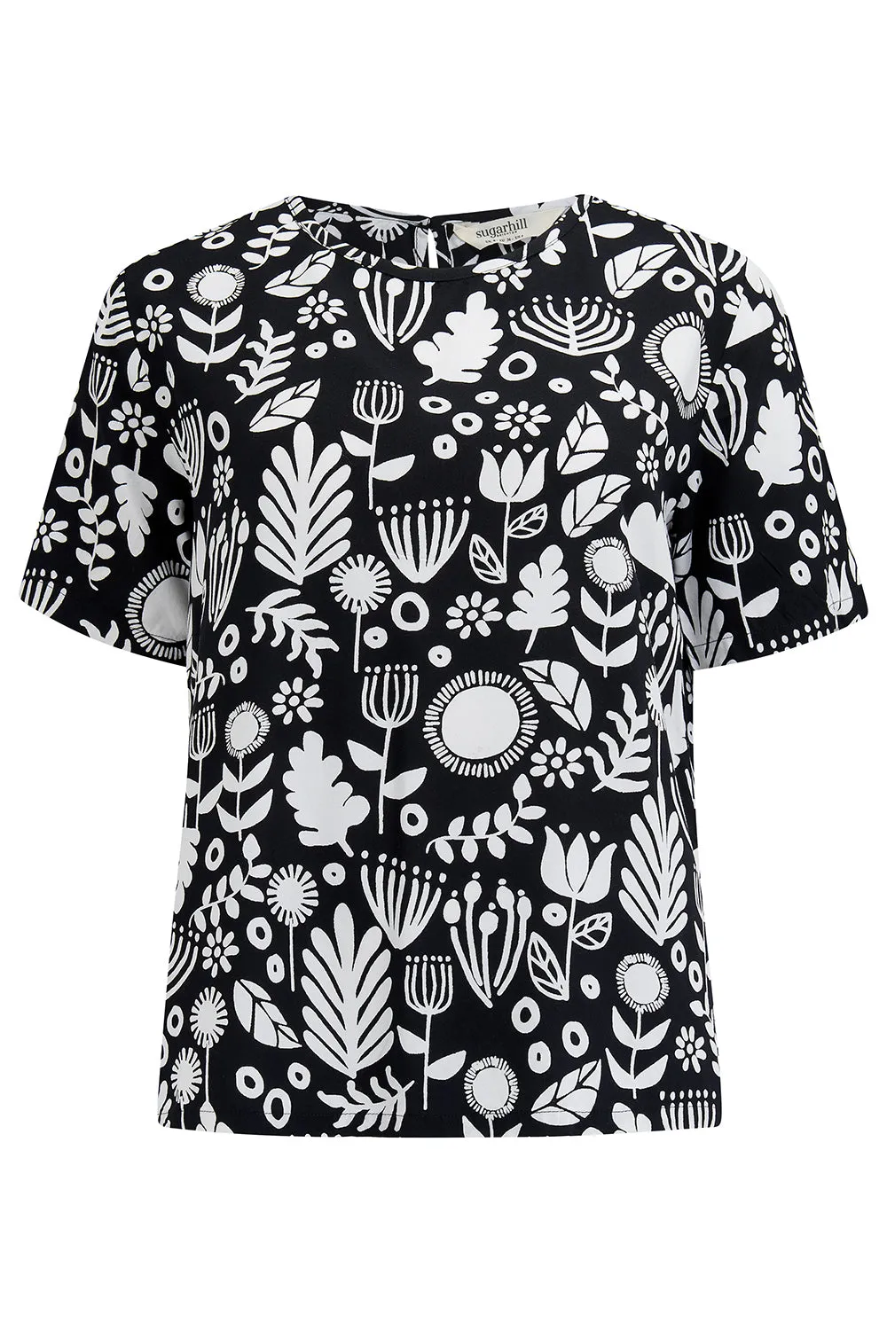 Christina Top - Monochrome. Folk Floral