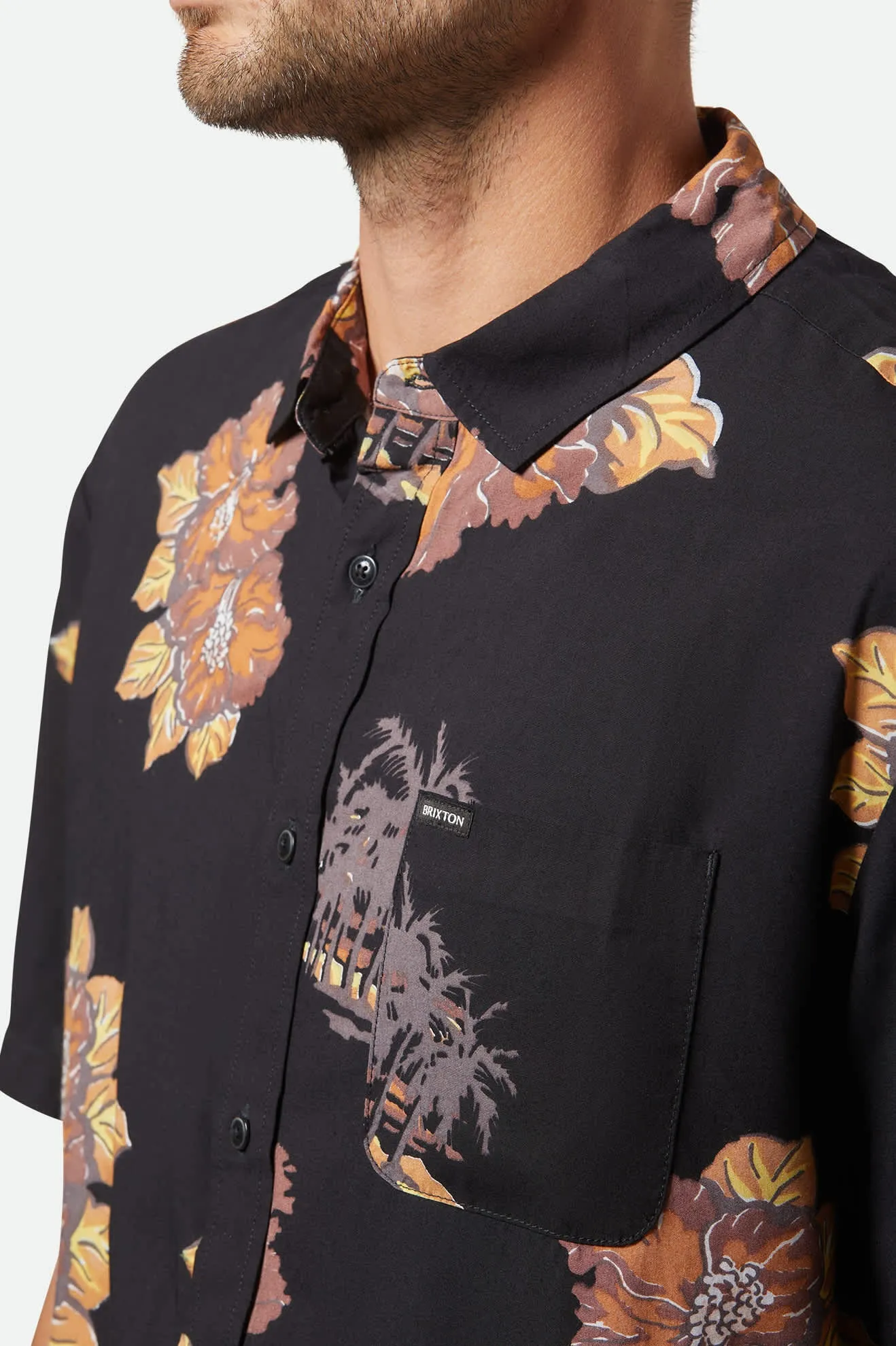 CRU Print Relaxed S/S Shirt - Washed Black/Charcoal Floral