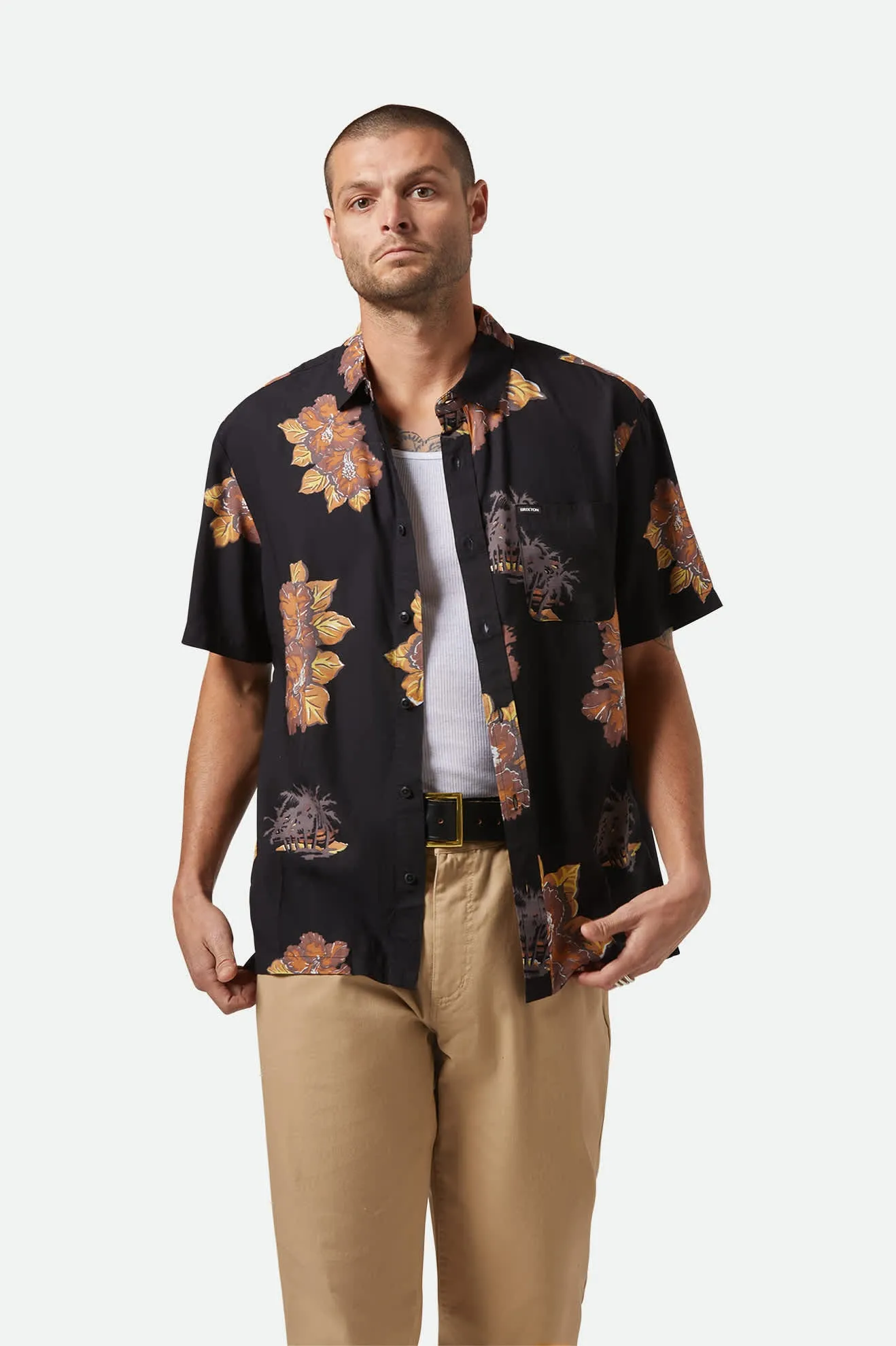 CRU Print Relaxed S/S Shirt - Washed Black/Charcoal Floral