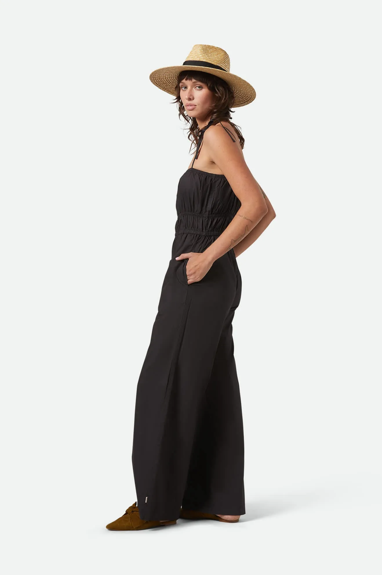Eden Smocked Jumpsuit - Black