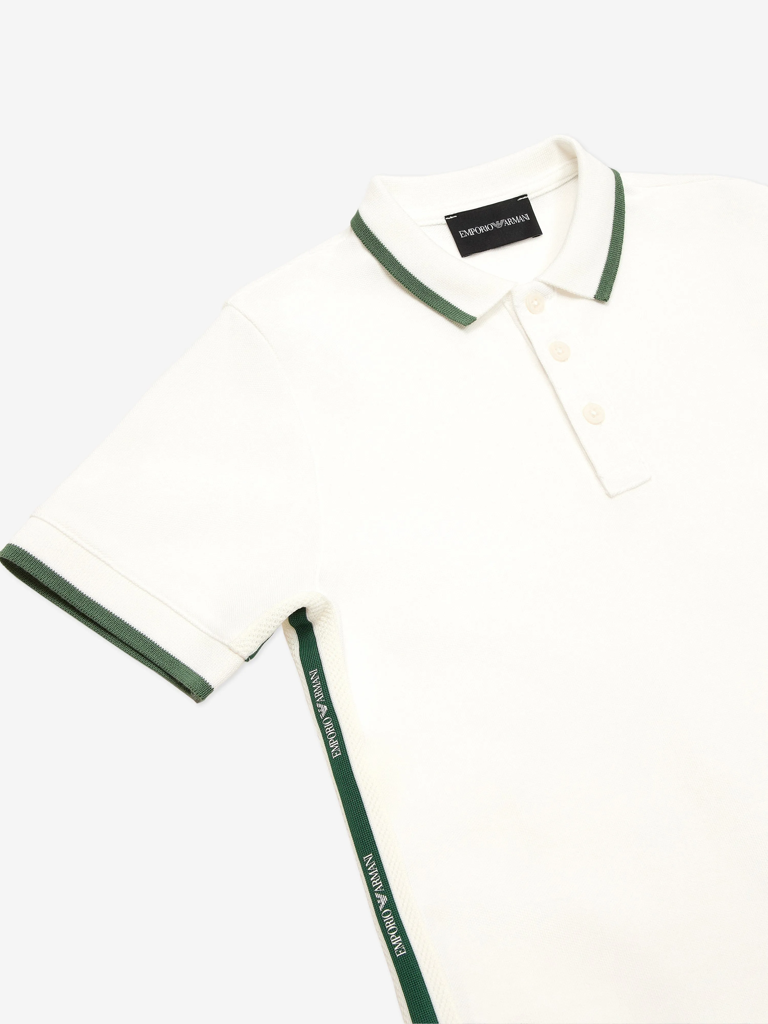 Emporio Armani Boys Logo Tape Polo Shirt in Ivory