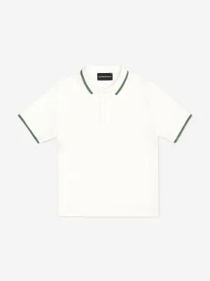 Emporio Armani Boys Logo Tape Polo Shirt in Ivory