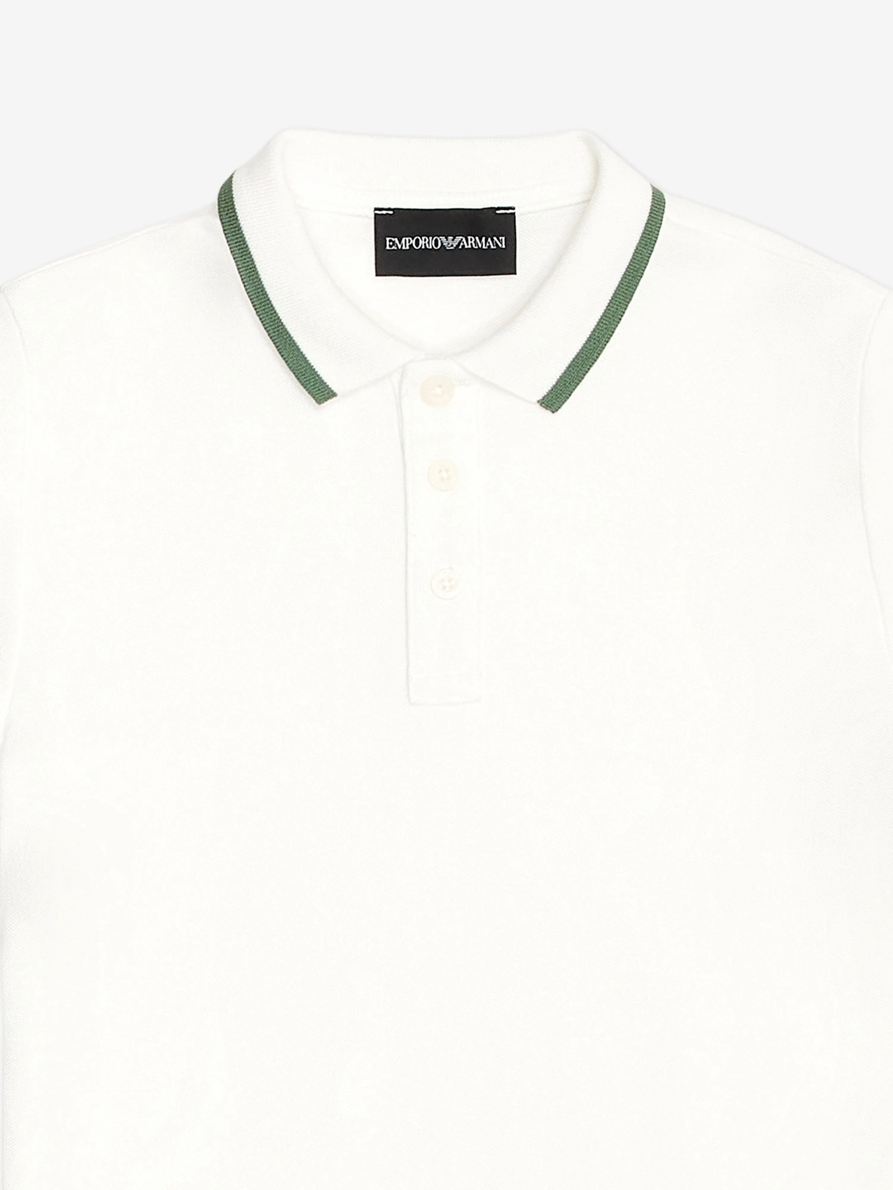 Emporio Armani Boys Logo Tape Polo Shirt in Ivory