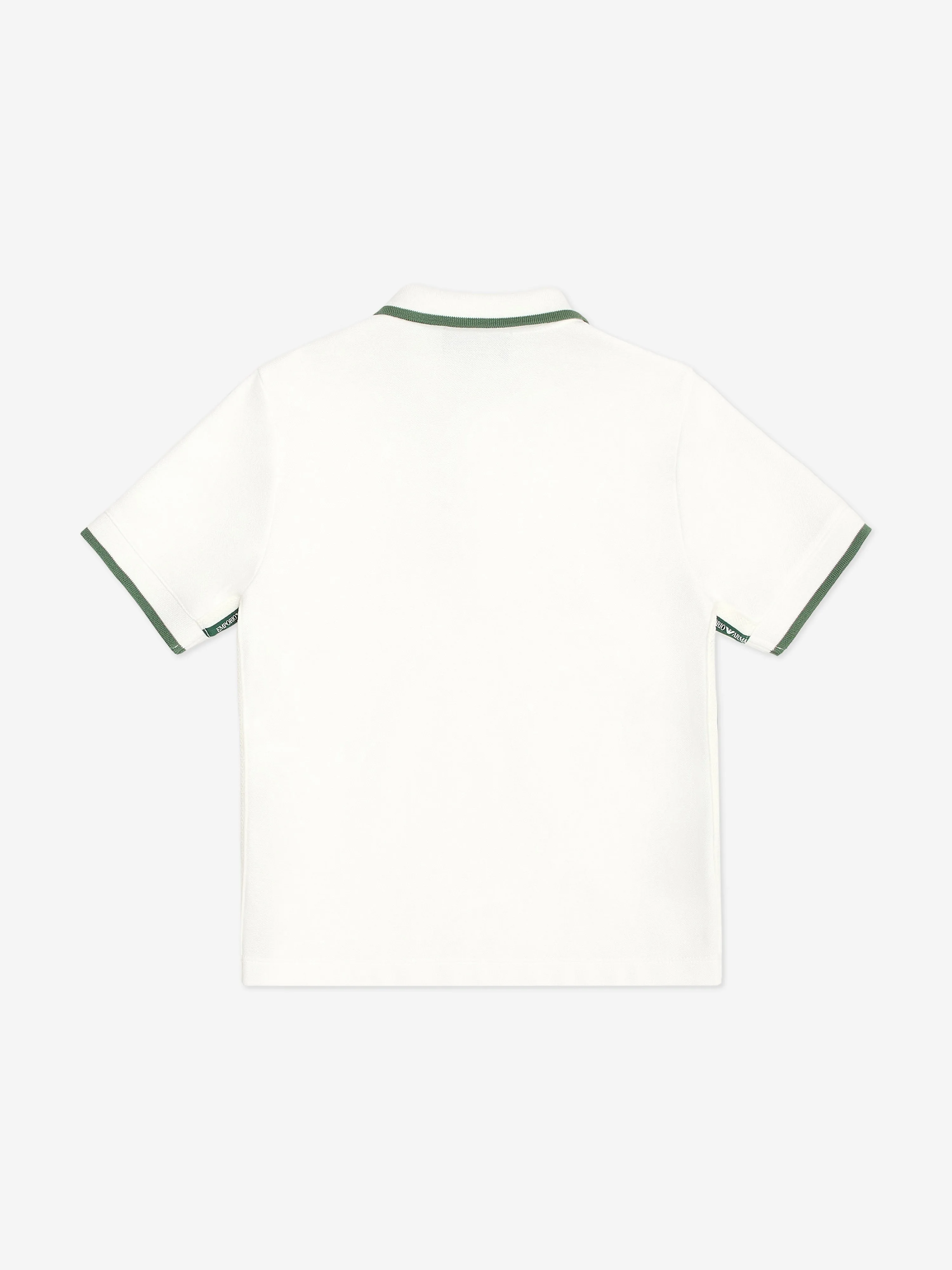 Emporio Armani Boys Logo Tape Polo Shirt in Ivory