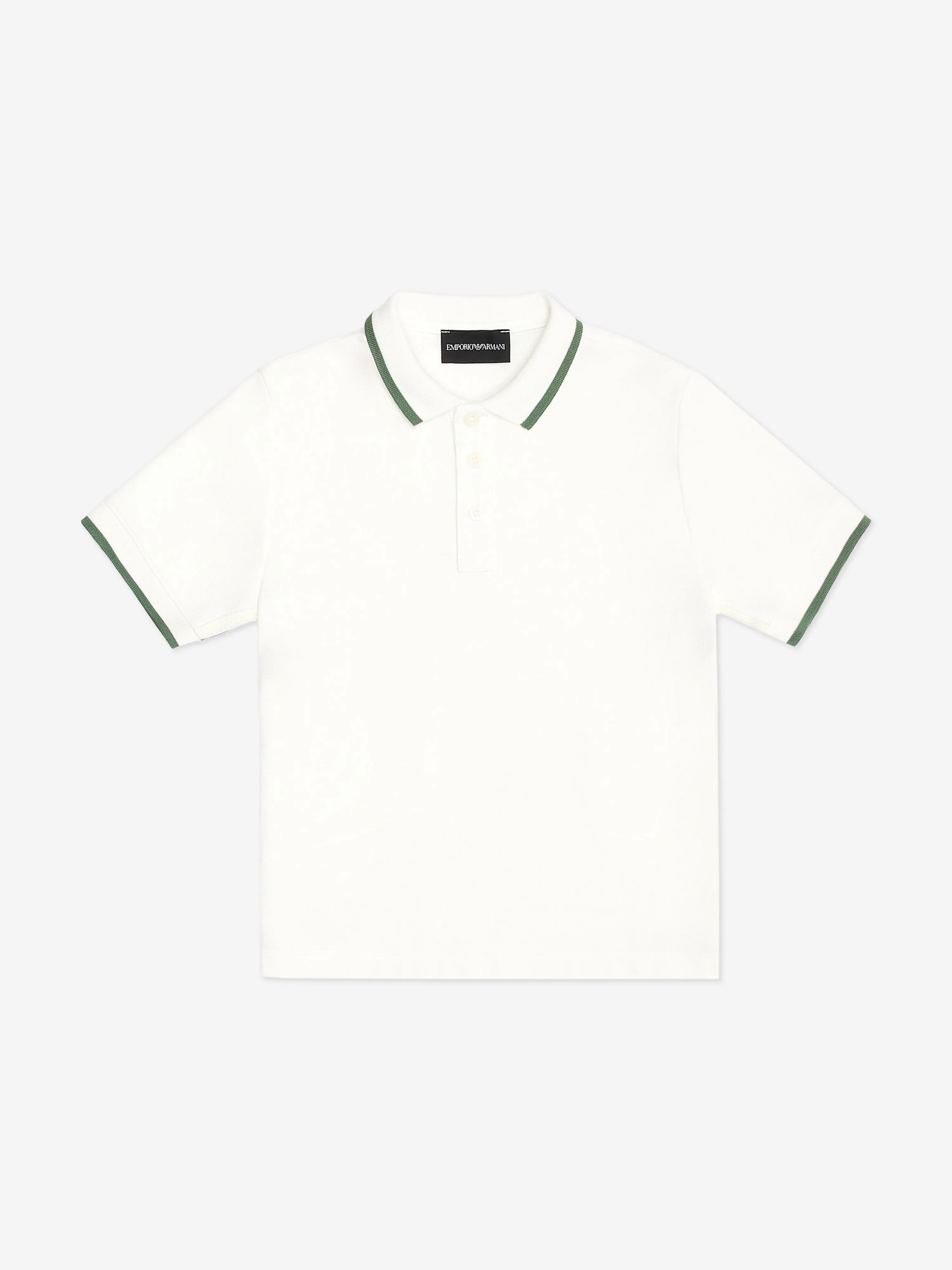Emporio Armani Boys Logo Tape Polo Shirt in Ivory