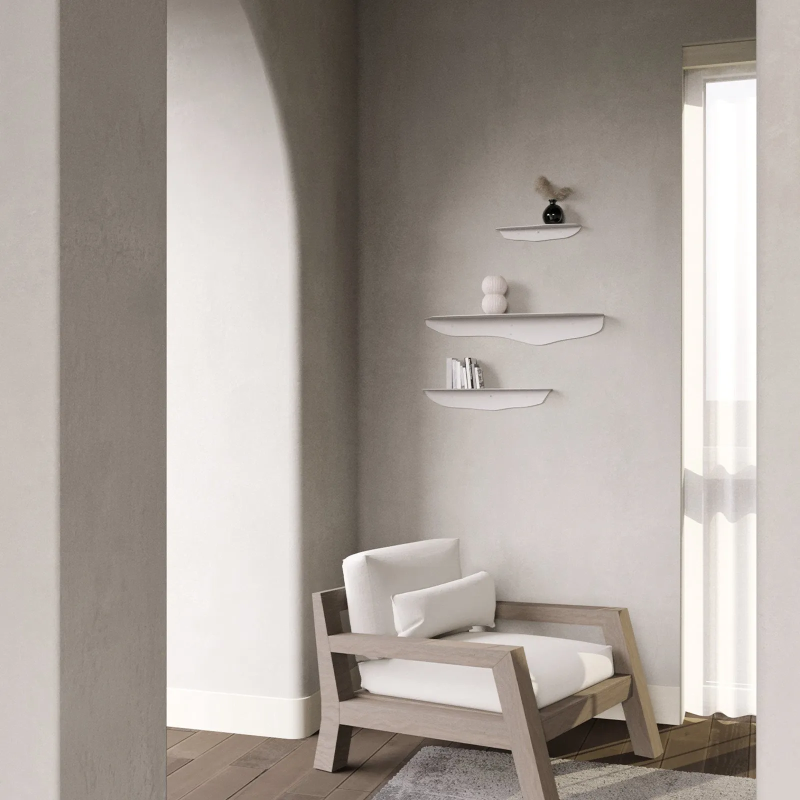 Fold Wavy Shelf 55cm - White