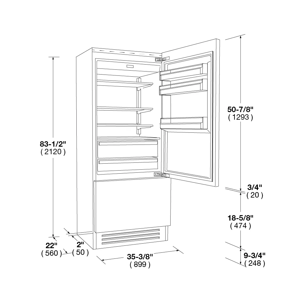 Fulgor Milano F7IBM36O2L 36" Overlay Built-In Fridge - Left Hinge