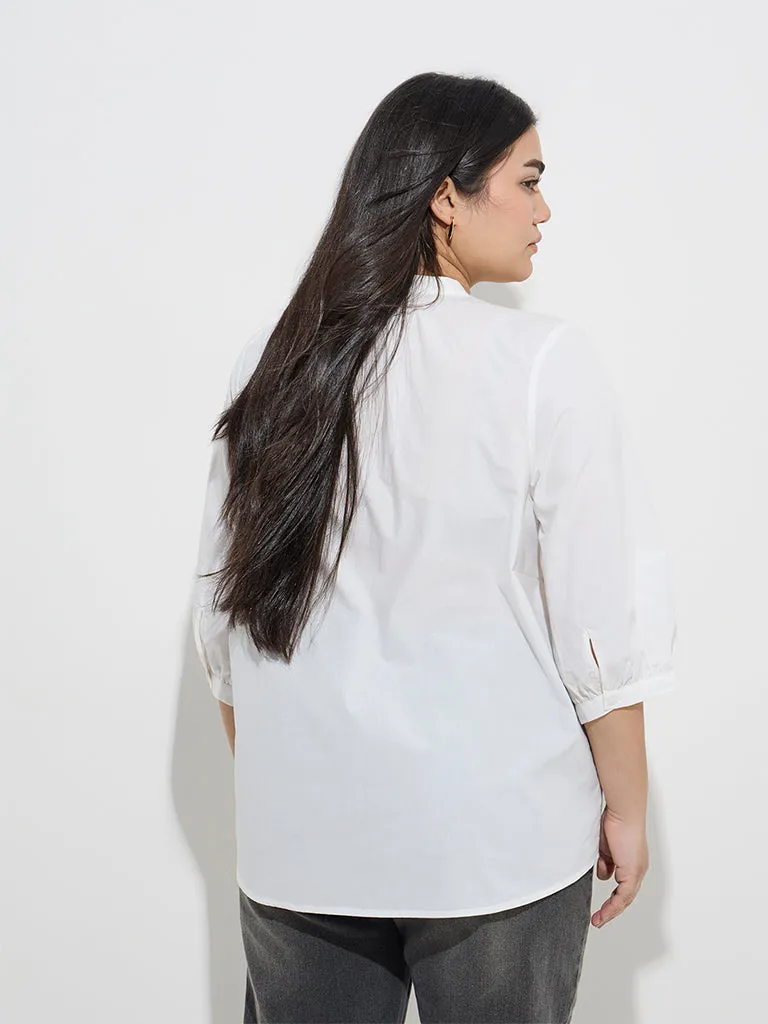 Gia White Embroidered Cotton Blouse