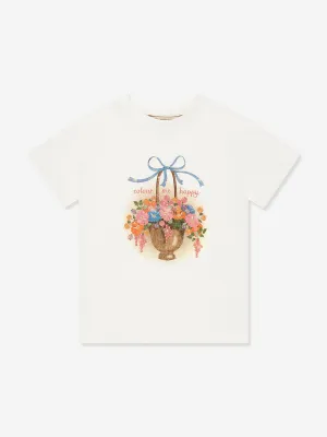 Girls Era Flower Basket in T-Shirt in Ivory