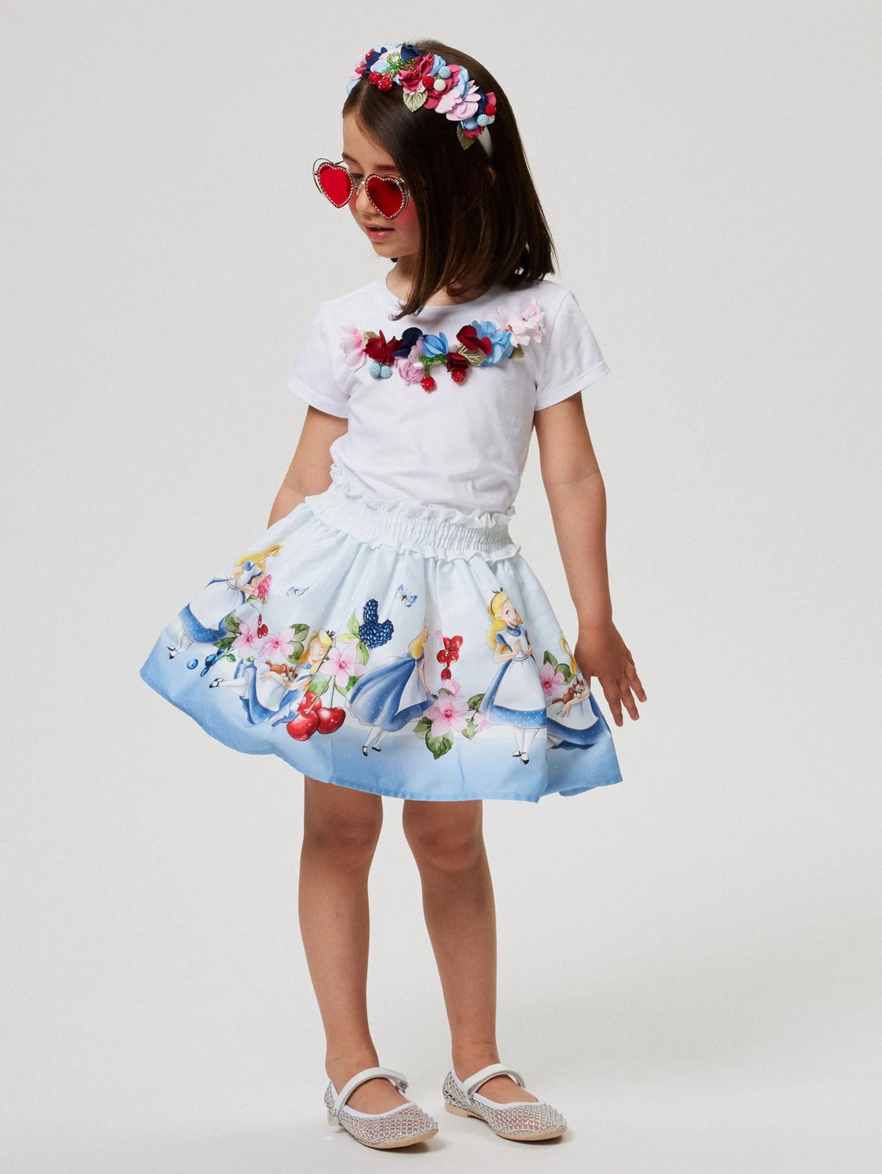 Girls Flower and Fruit T-Shirt in White