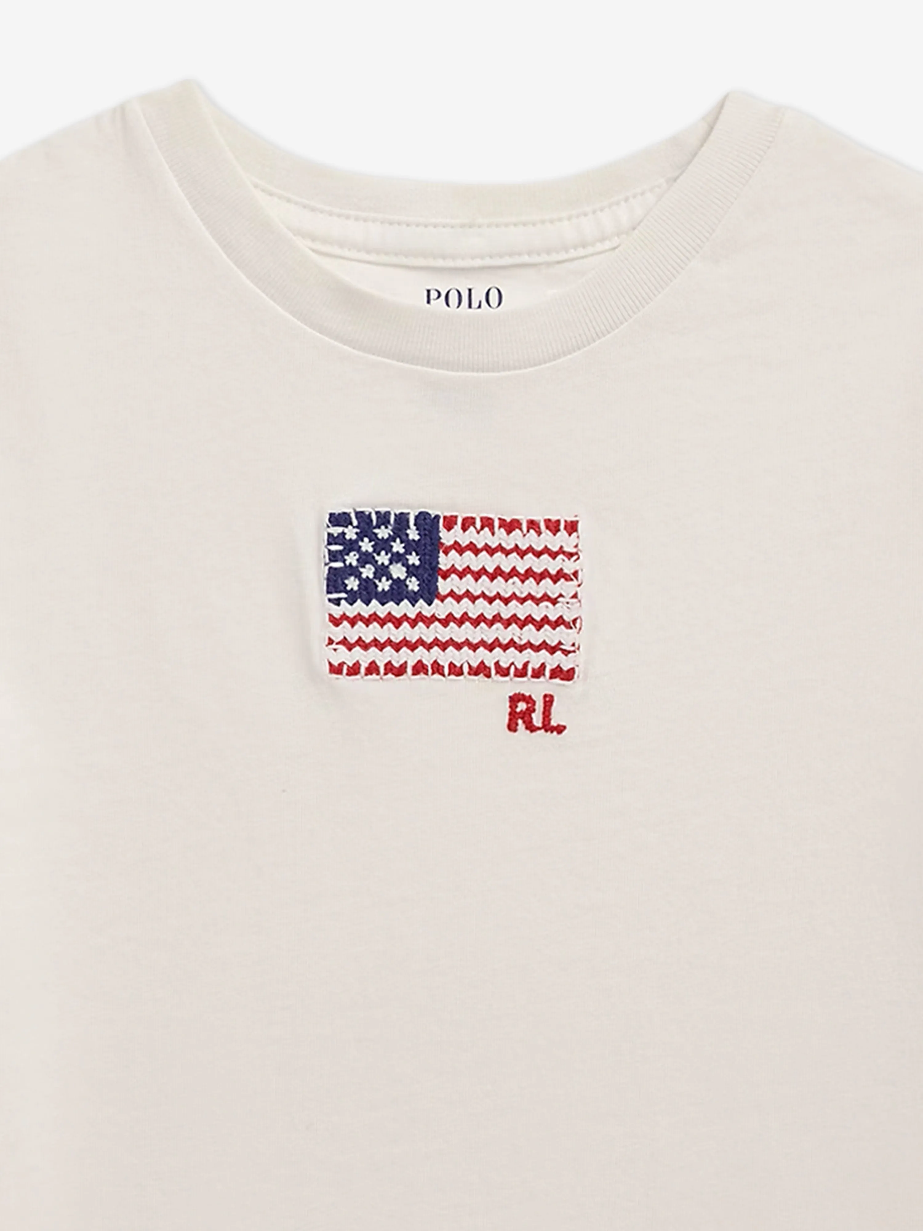 Girls Jersey Flag T-Shirt in White