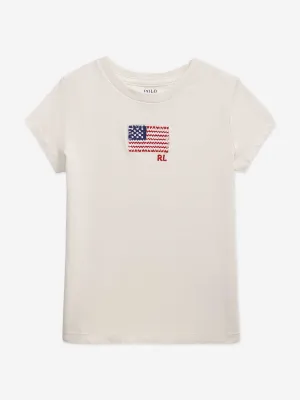 Girls Jersey Flag T-Shirt in White