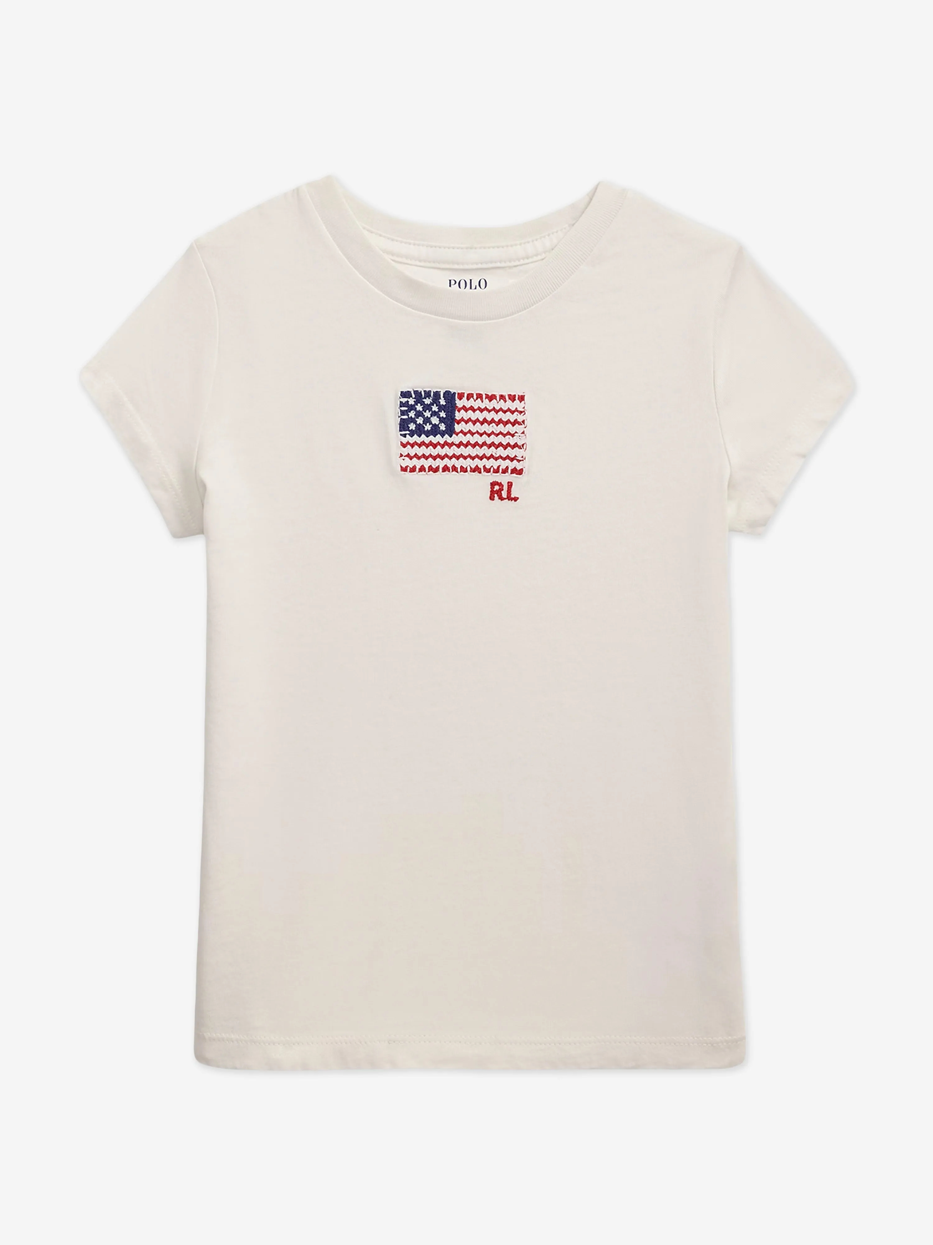 Girls Jersey Flag T-Shirt in White
