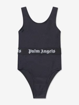Girls Logo Band Swimsuit in Black