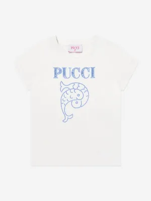 Girls Logo Print T-Shirt in Ivory