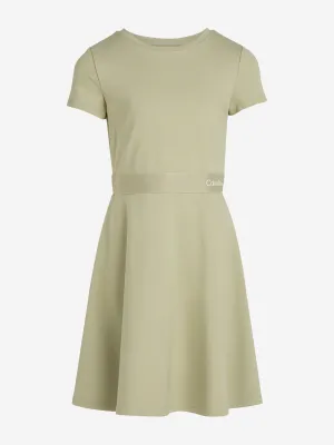 Girls Logo Tape Punto Dress in Green
