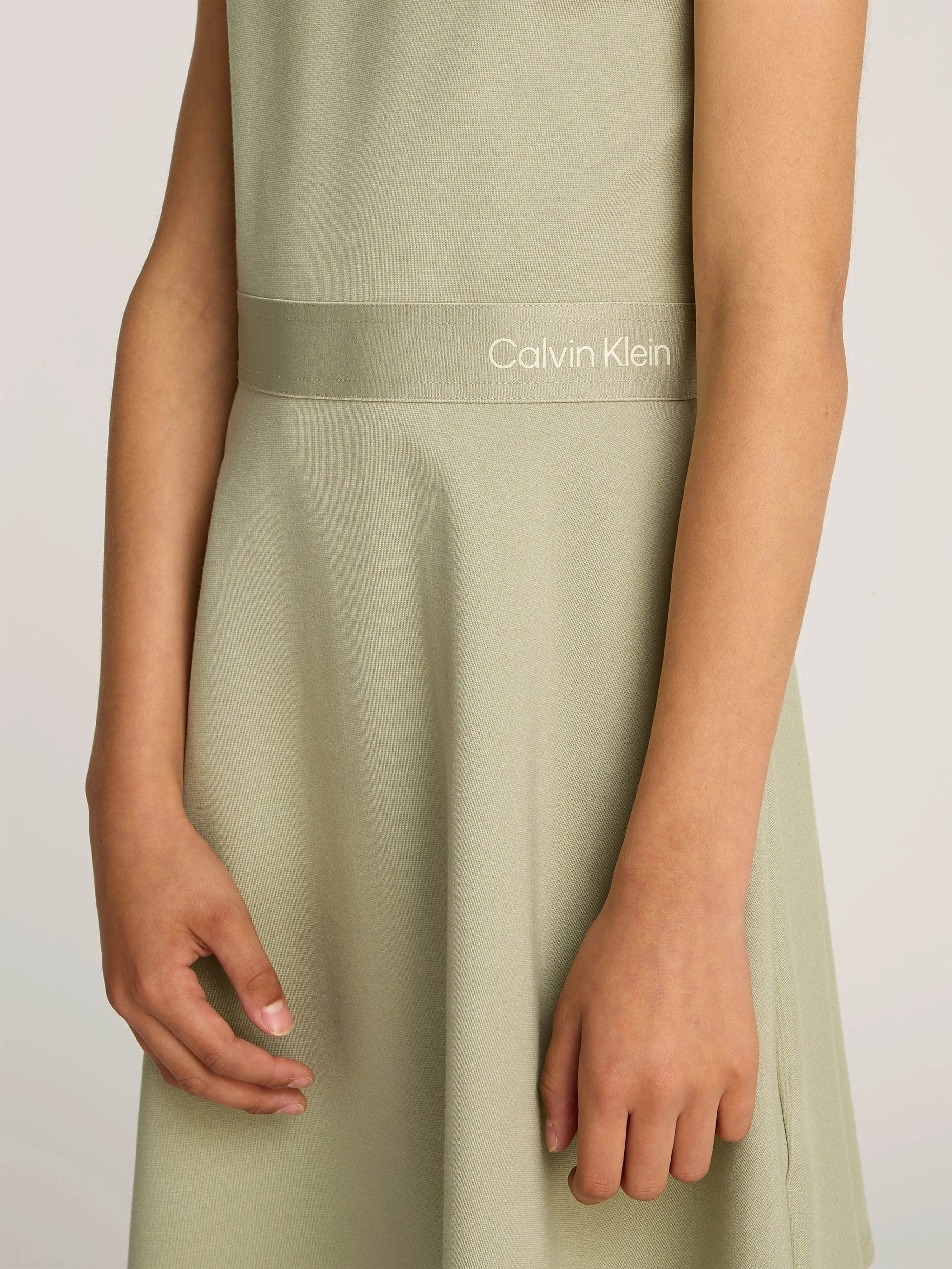 Girls Logo Tape Punto Dress in Green