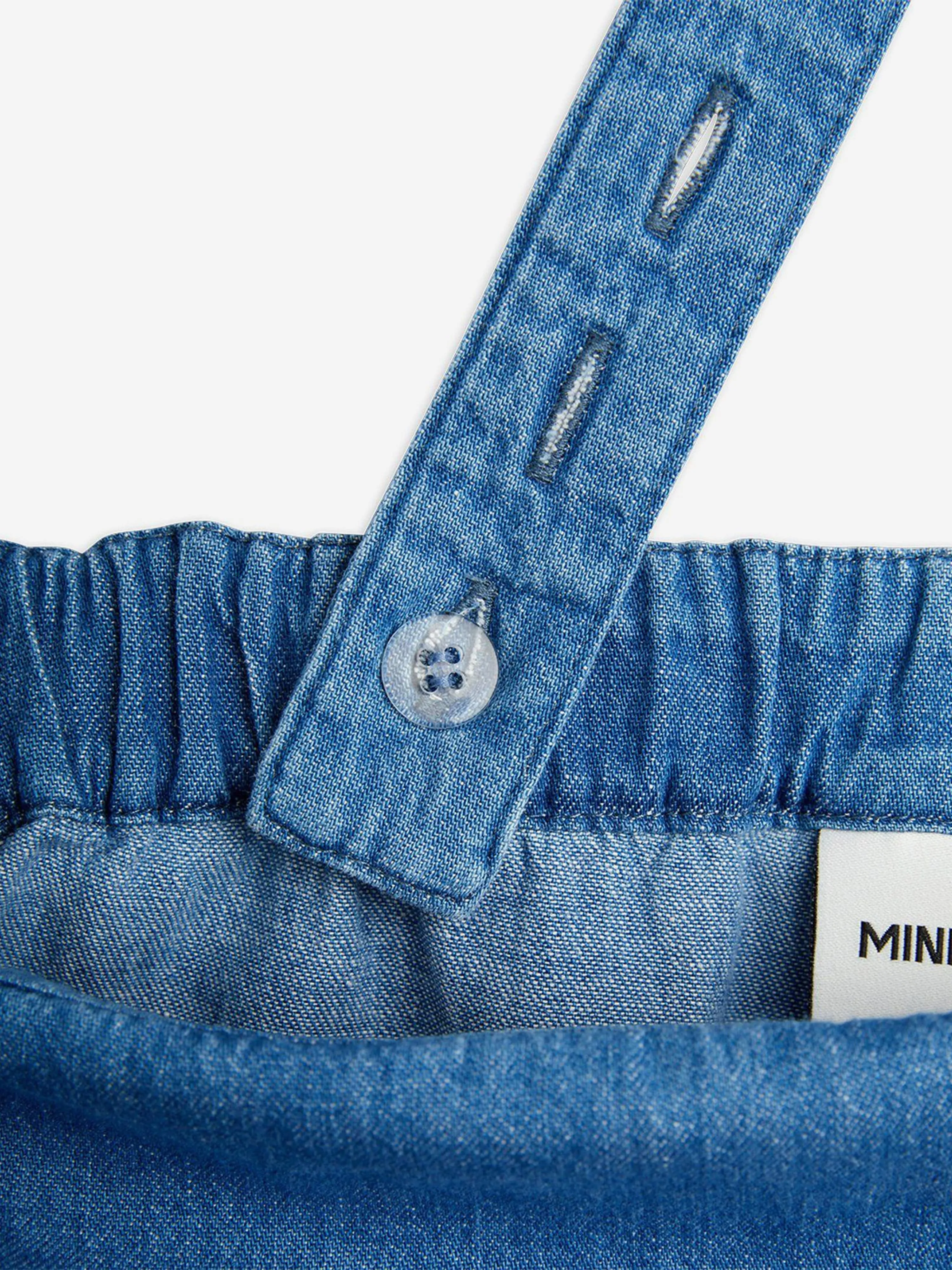 Girls Note Embroidered Denim Dungarees In Blue