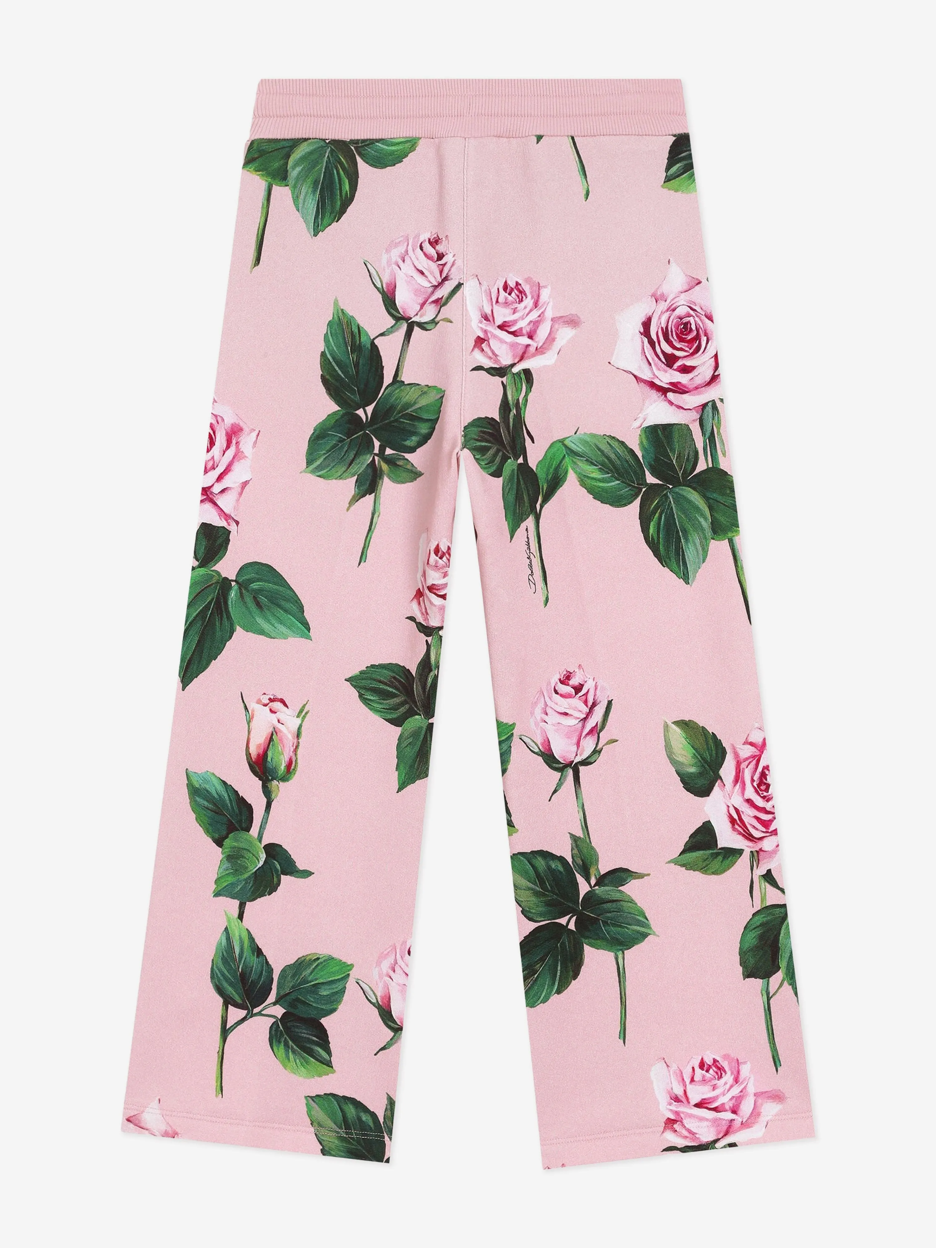 Girls Rose Print Joggers in Pink