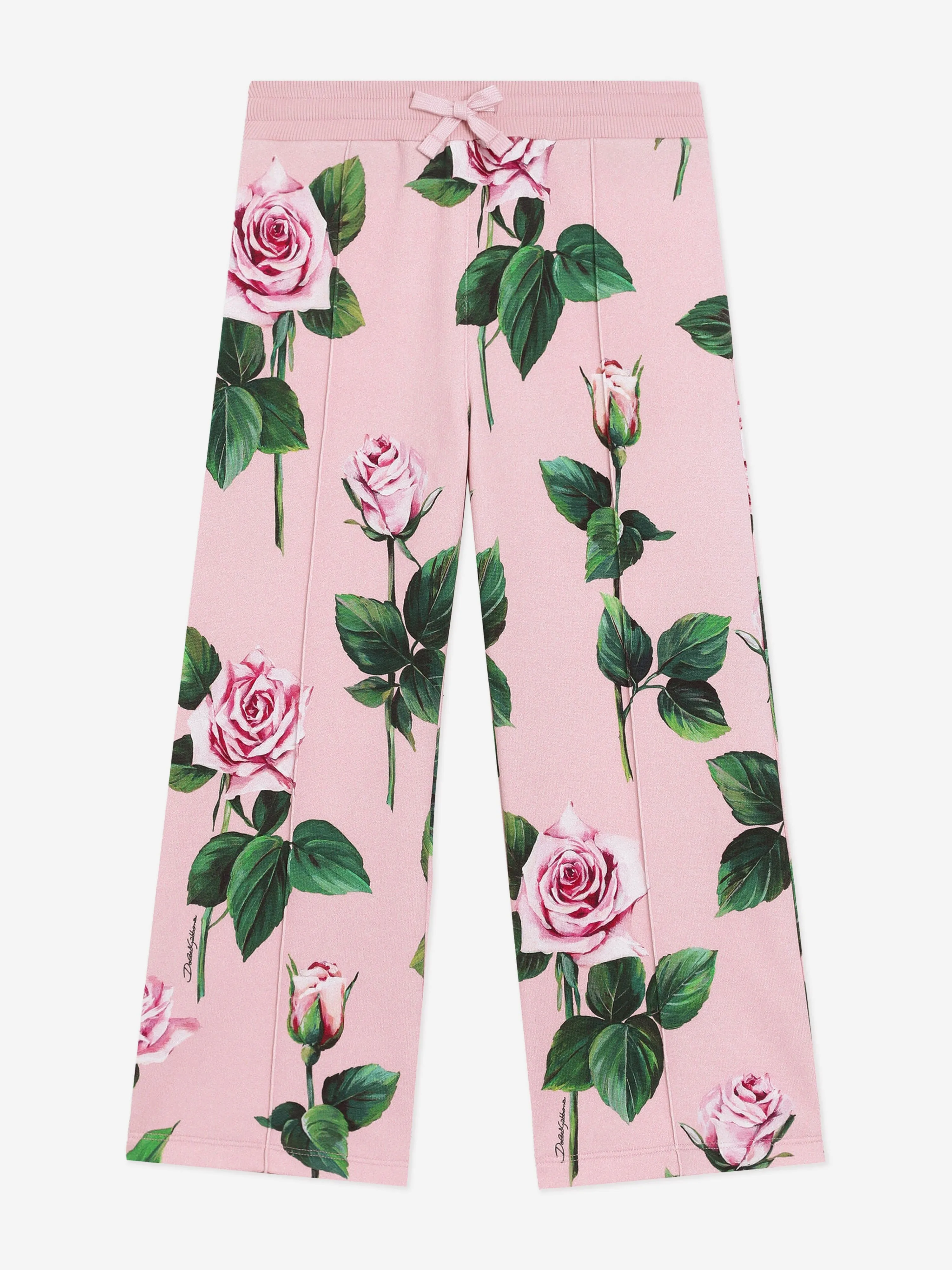 Girls Rose Print Joggers in Pink