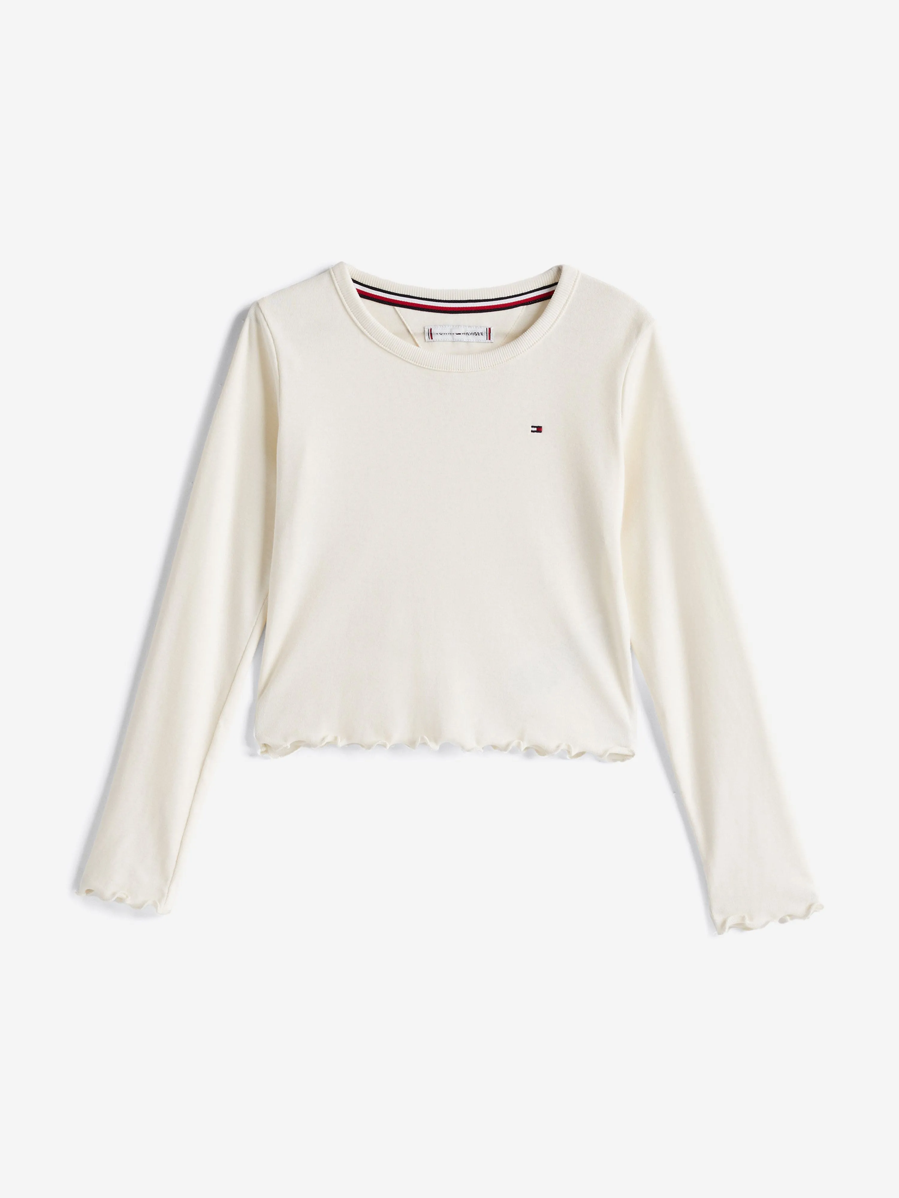 Girls Slub Knit Long Sleeve Top in Ivory