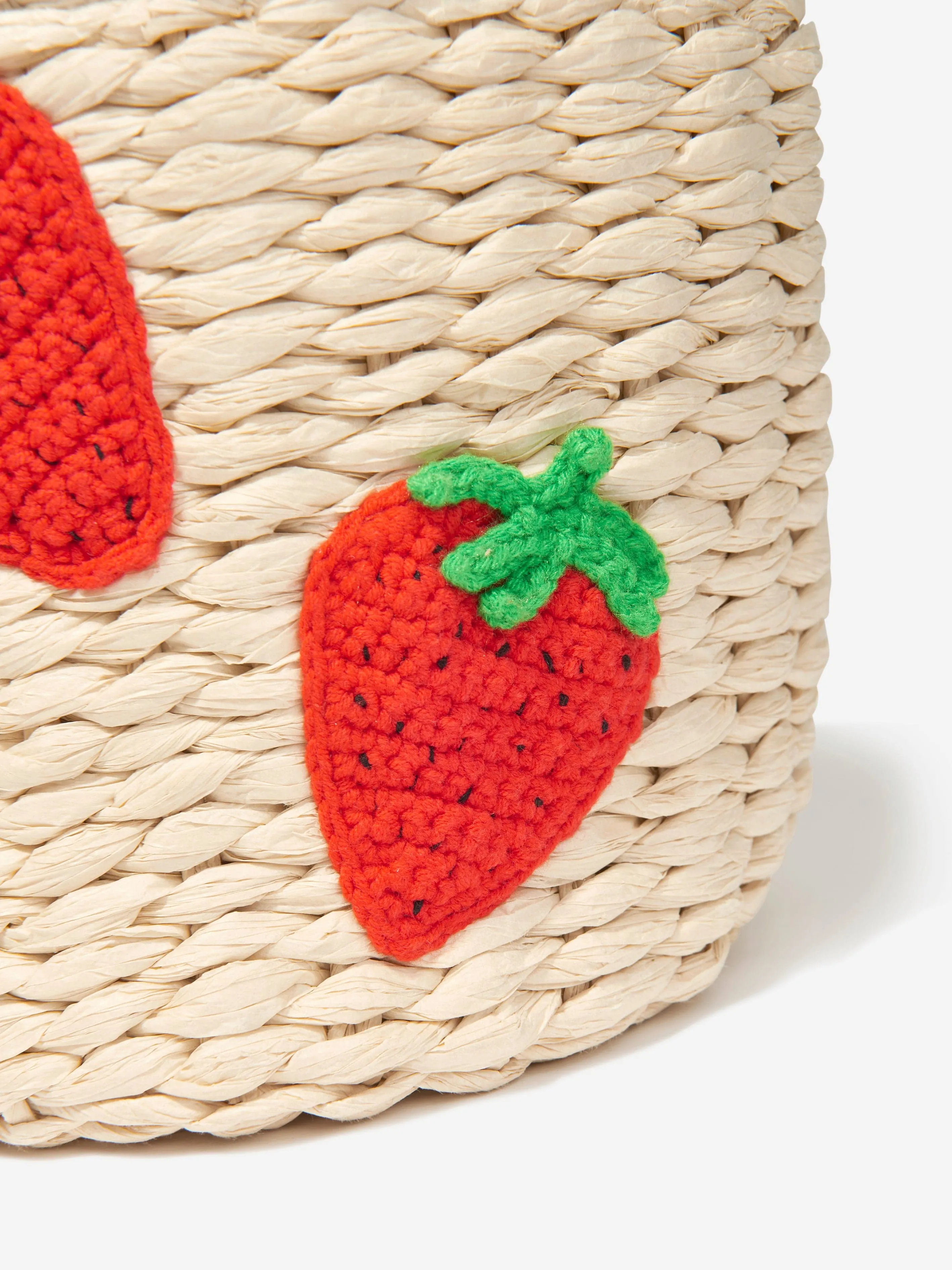 Girls Strawberry Bucket Bag in Beige (19cm)