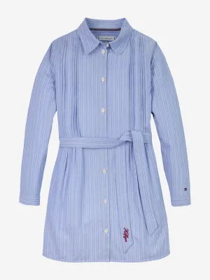 Girls Striped Shirt Dress in Blue