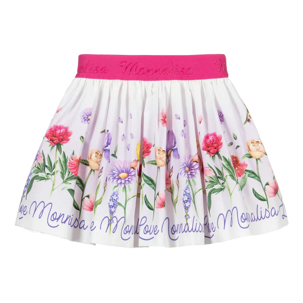 Ivory Floral Logo Skirt