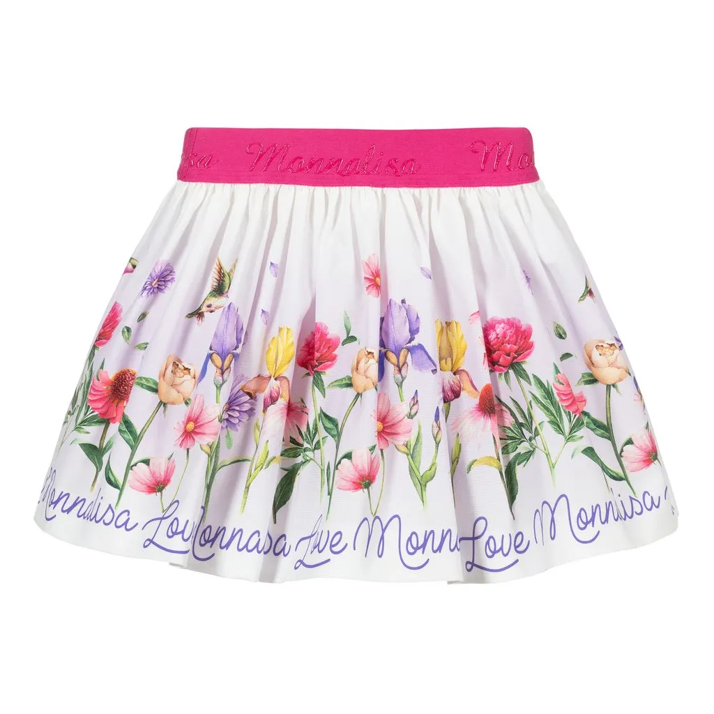 Ivory Floral Logo Skirt